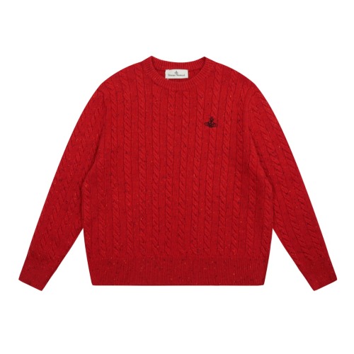 Vivienne Westwood Wool Cable Knit Crewneck Sweater - Classic Style 1 Vivienne Westwood Wool Cable Knit Crewneck Sweater - Classic Style
