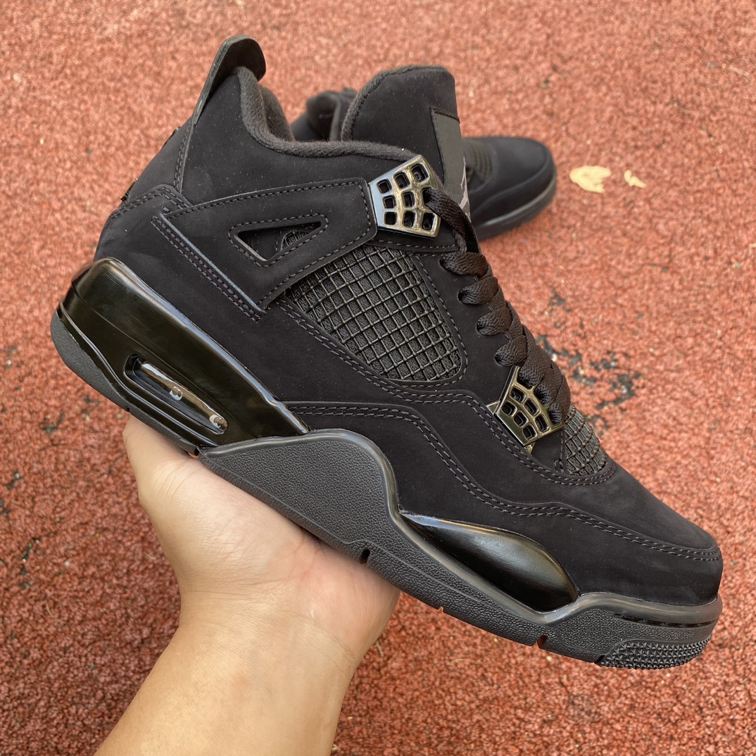 AJ4黑猫尺码:40-47.5福利特价-AirJordan4RetroBlackCat黑猫麂皮黑武士CU