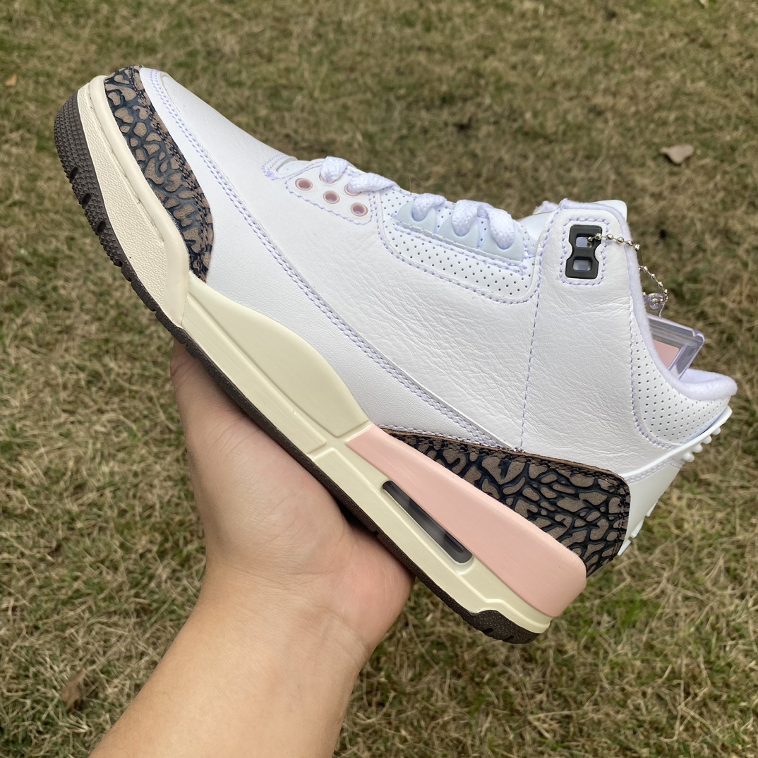 aj3樱花粉尺码36-48.5T1纯原版️AirJordan3AJ3白棕粉摩卡粉男女复古篮球鞋CK924