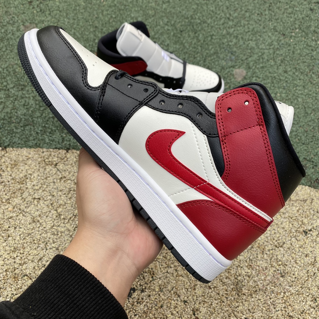 aj1Mid黑白红尺码35.5-46纯原版️AirJordan1MidAJ1黑红色中帮复古篮球鞋BQ64