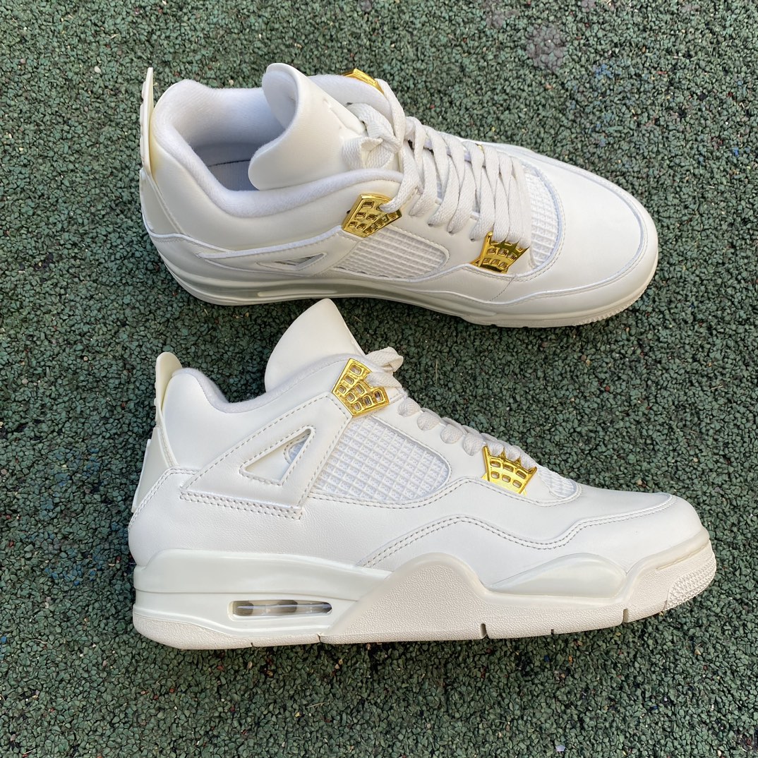 aj4纯白金扣尺码40.5-48.5cp纯原版️AirJordan4白色耐磨防滑透气复古中帮篮球鞋AQ9