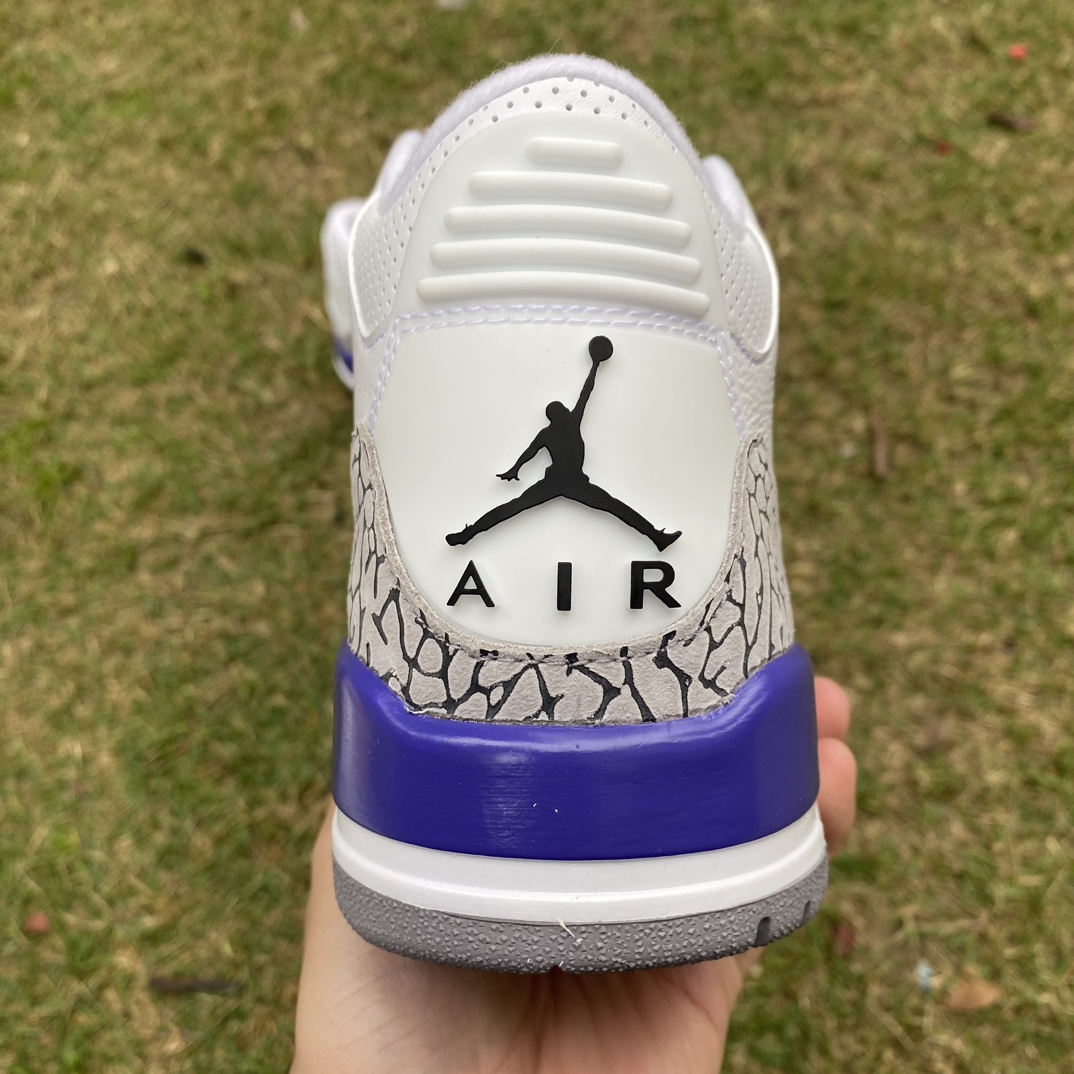 aj3白灰紫湖人尺码40-48.5t1纯原版️AirJordan3AJ3白灰紫湖人紫金爆裂纹复古中帮86