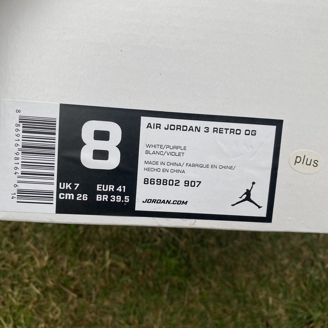 aj3白灰紫湖人尺码40-48.5t1纯原版️AirJordan3AJ3白灰紫湖人紫金爆裂纹复古中帮86