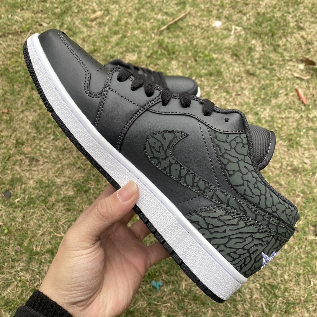 aj1黑灰爆裂纹low尺码35.5-47.5纯原版️AirJordan1LowAJ1灰黑武士复古男子低帮