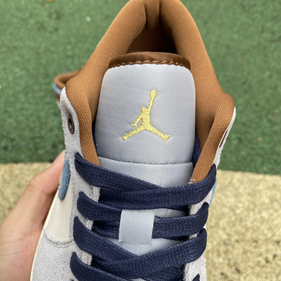 aj1白蓝棕丹宁low尺码40-46纯原版️AirJordan1LowAJ1白蓝丹宁牛仔低帮篮球鞋FZ5