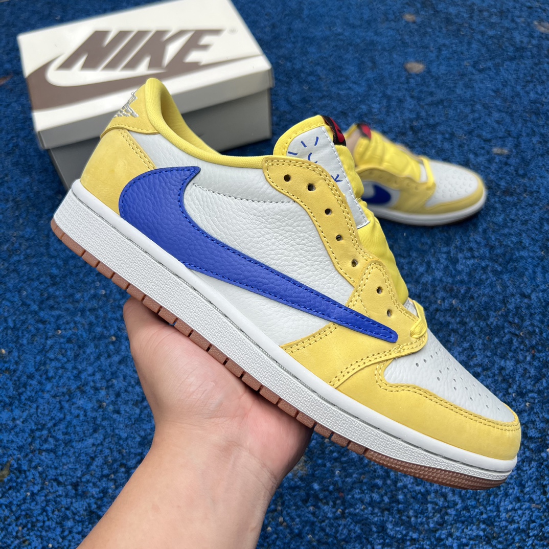 aj1倒钩低帮白黄蓝渠道纯原版️尺码36-47.5TravisScottxAirJordan1Low“C