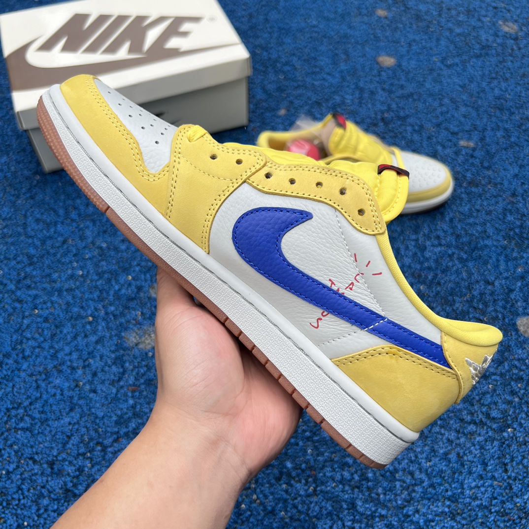 aj1倒钩低帮白黄蓝渠道纯原版️尺码36-47.5TravisScottxAirJordan1Low“C