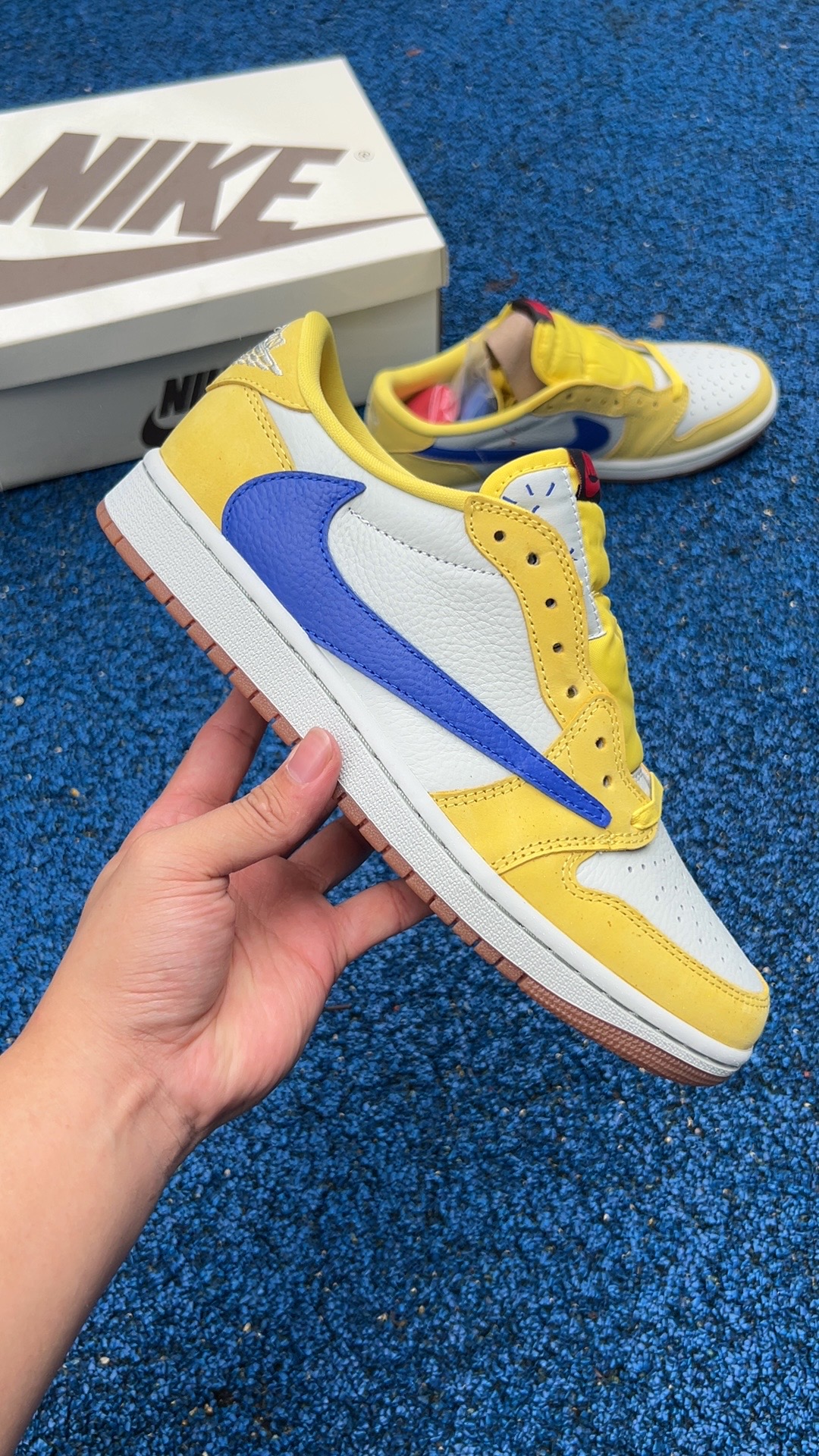 aj1倒钩低帮白黄蓝渠道纯原版️尺码36-47.5TravisScottxAirJordan1Low“C