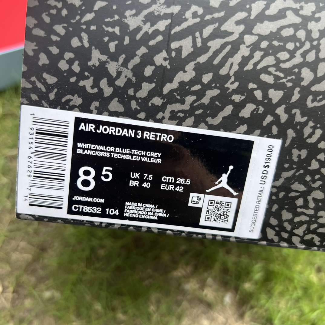 aj3北卡蓝尺码40-47.5AirJordan3AJ3北卡蓝白蓝UNC爆裂纹PE球鞋CT8532-10