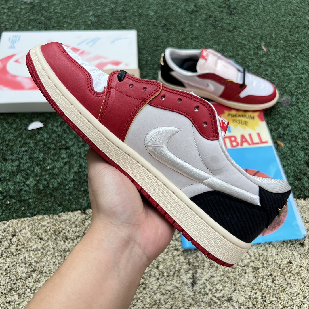 aj1黑红白丝绸2.0纯原版️尺码40-47.5AirJordan1xTrophyRoomAJ1白黑红低