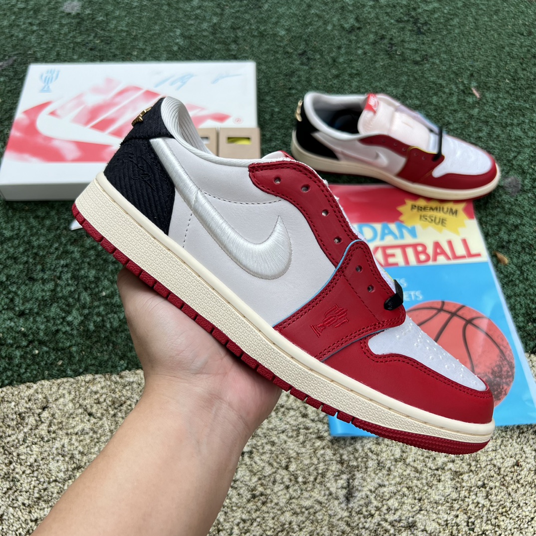 aj1黑红白丝绸2.0纯原版️尺码40-47.5AirJordan1xTrophyRoomAJ1白黑红低