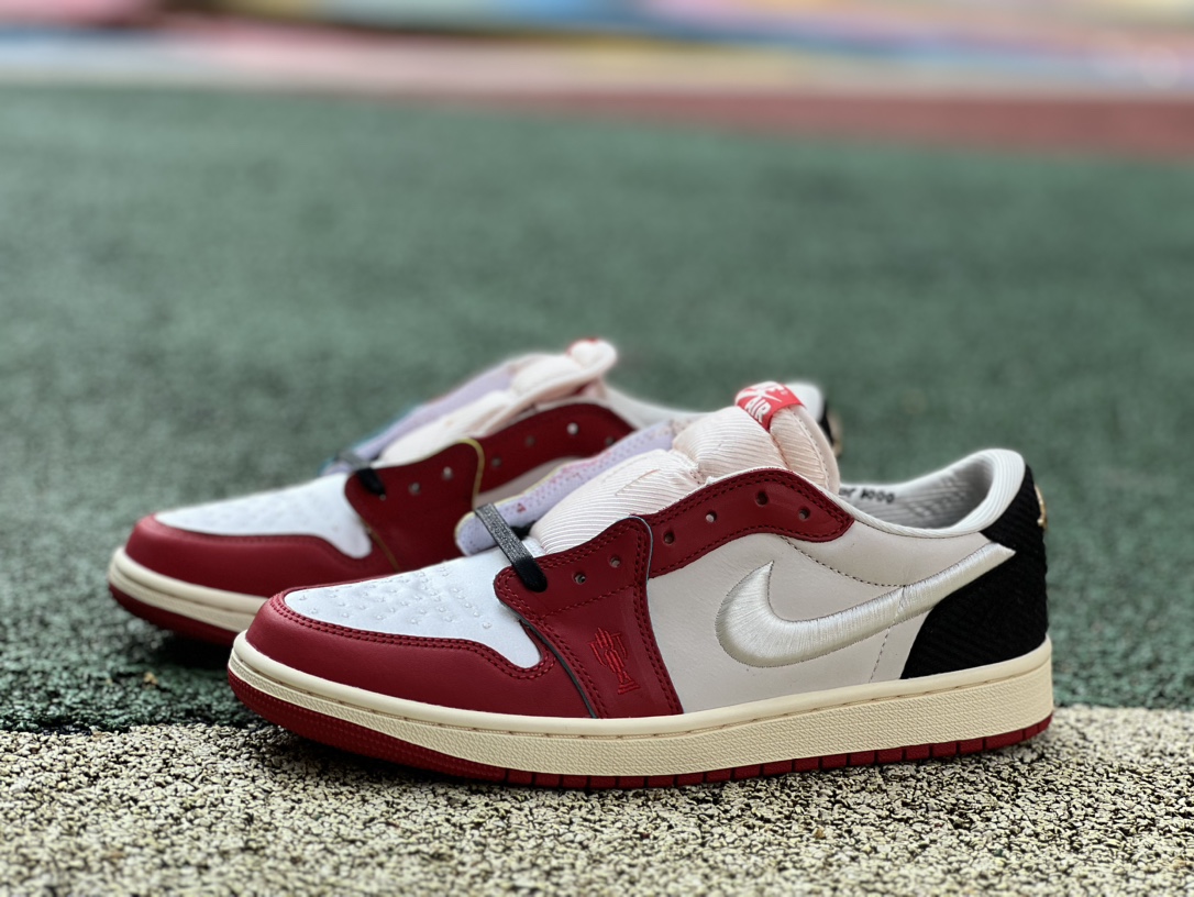 aj1黑红白丝绸2.0纯原版️尺码40-47.5AirJordan1xTrophyRoomAJ1白黑红低