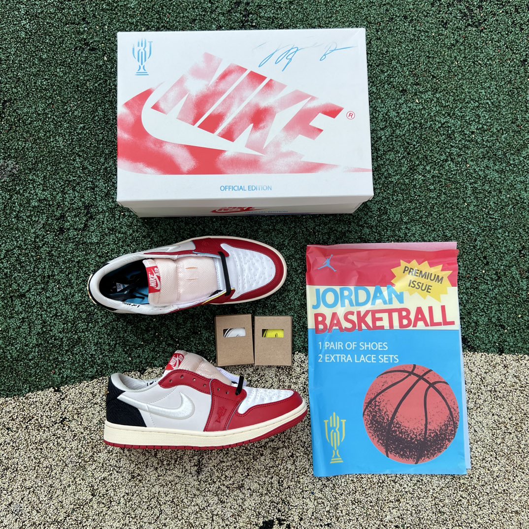 aj1黑红白丝绸2.0纯原版️尺码40-47.5AirJordan1xTrophyRoomAJ1白黑红低