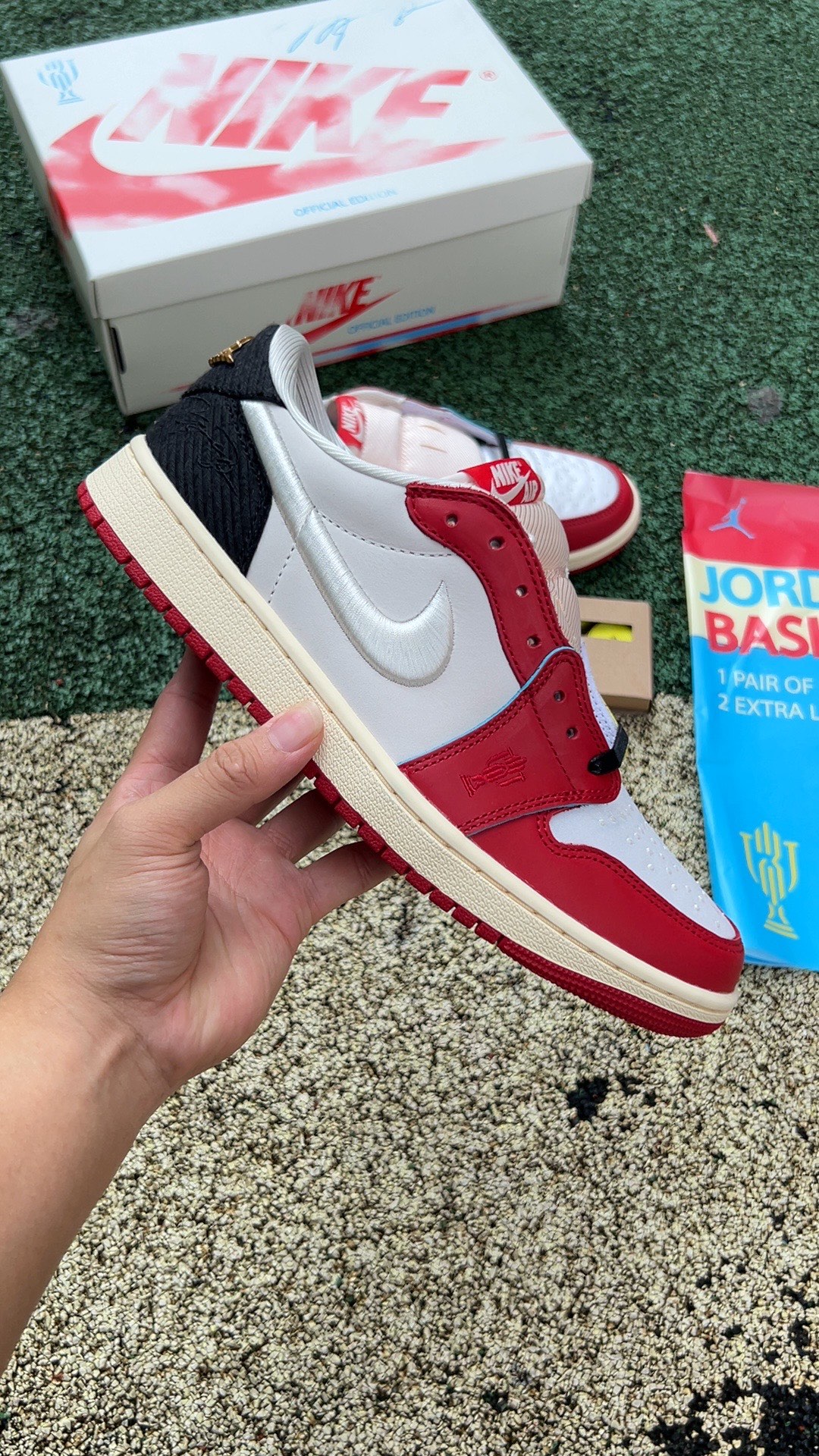 aj1黑红白丝绸2.0纯原版️尺码40-47.5AirJordan1xTrophyRoomAJ1白黑红低