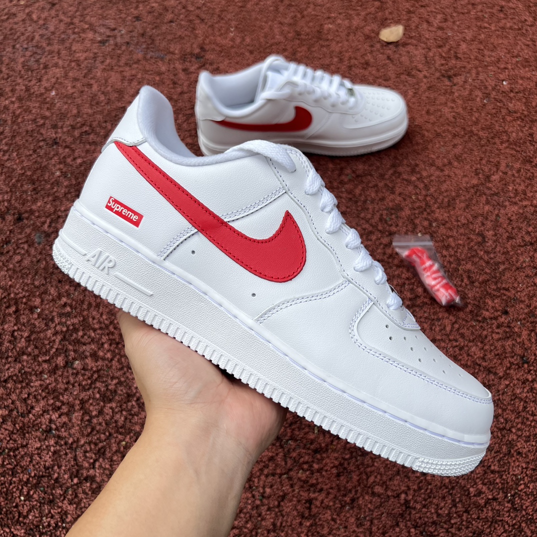 空军AF1纯白红钩sup尺码40-46纯原版️supremexNike/耐克AirForce1cu922