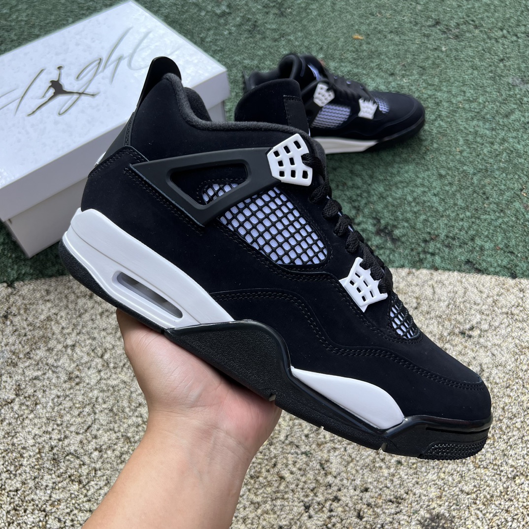 aj4黑白特供LJR版尺码40.5-48.5AirJordan4AJ4黑白奥利奥复古中帮篮球鞋FQ813