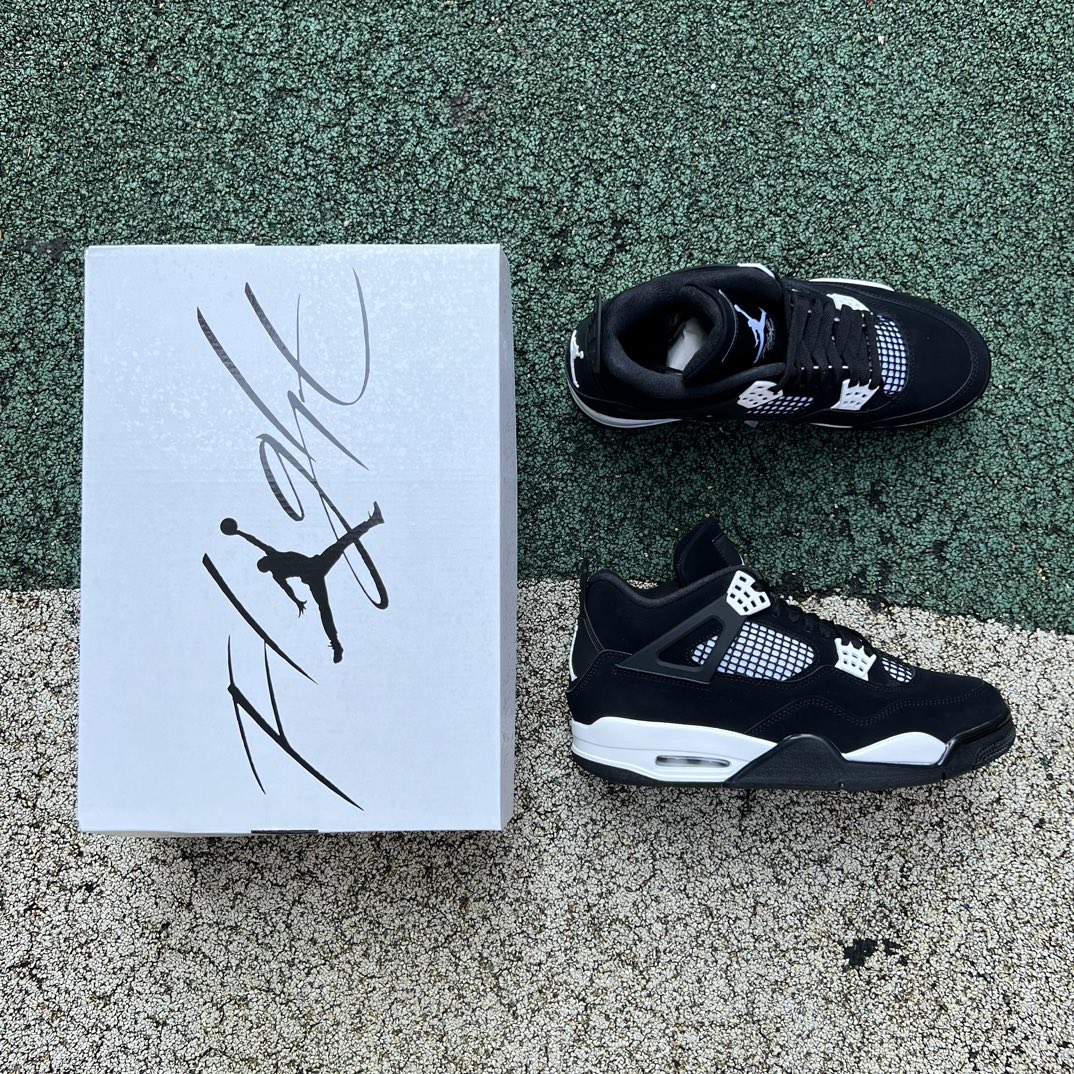 aj4黑白特供LJR版尺码40.5-48.5AirJordan4AJ4黑白奥利奥复古中帮篮球鞋FQ813