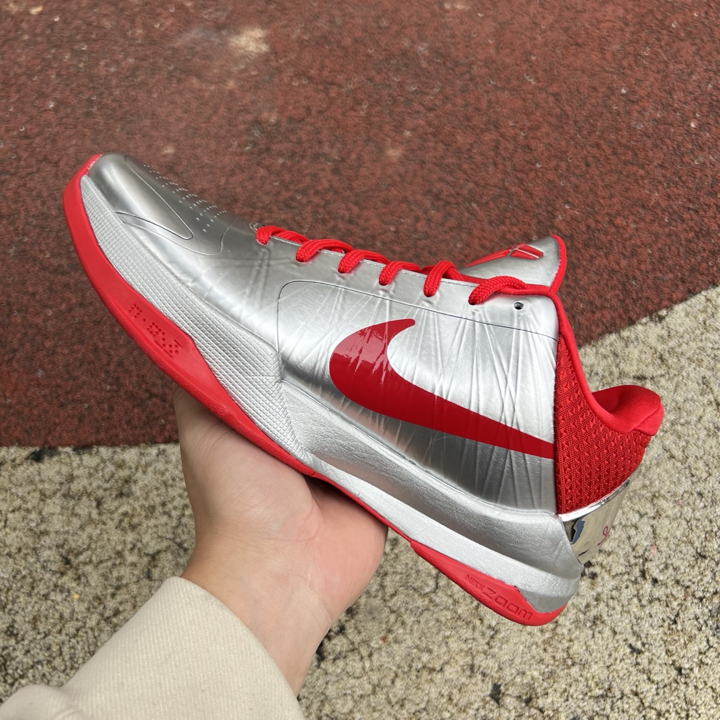 Caitlin Clark x Nike Kobe 5 Protro Metallic Silver University Red IV2712-001