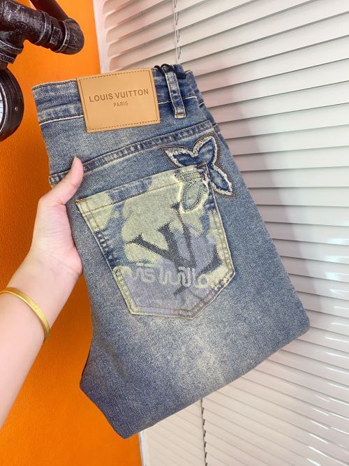 Louis Vuitton Men's Classic Denim Jeans, Slim Fit, Elegant Design, Cotton Fabric