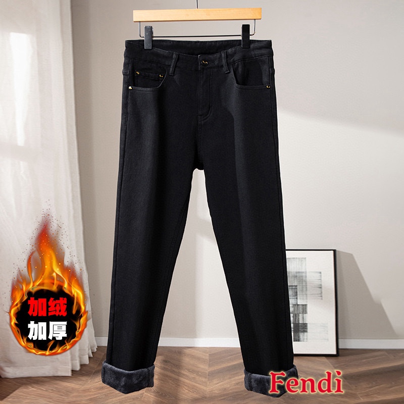Fendi 24SS Winter Fleece-Lined Denim Pants Slim Fit Jeans 4 i1732463335 4907 1