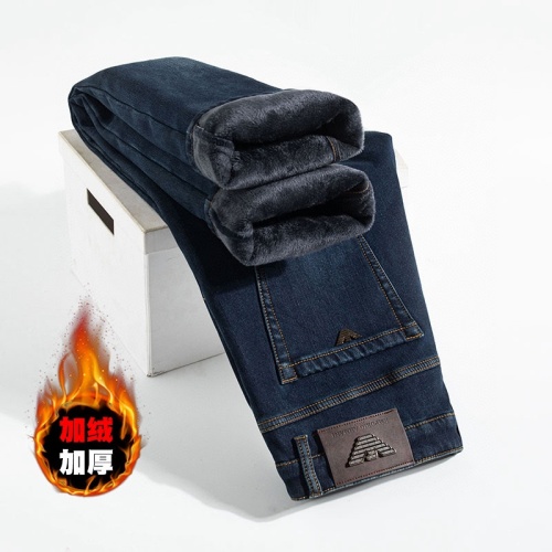 Armani Men's Slim Fit Fleece Lined Jeans - Warm & Stylish Winter Denim