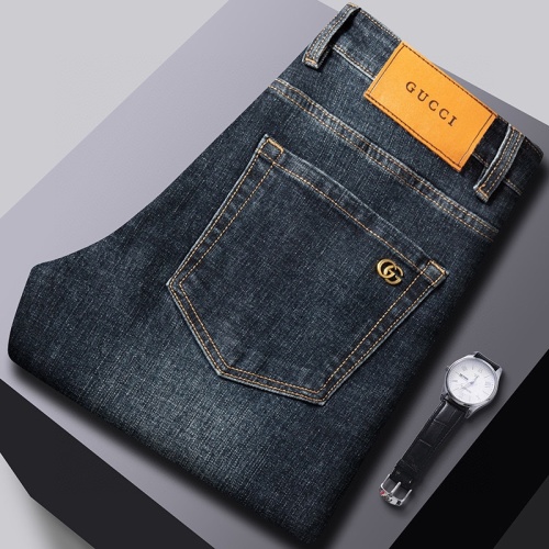 Gucci Classic Denim Jeans, Slim Fit, Straight Leg, Stretch Fabric, Sizes 29-40 1 Gucci Classic Denim Jeans, Slim Fit, Straight Leg, Stretch Fabric, Sizes 29-40