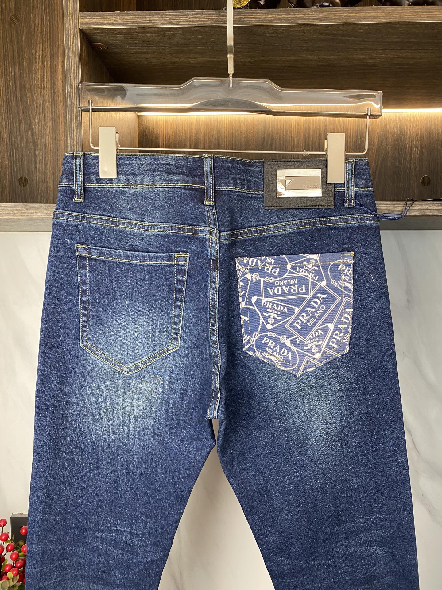 Prada Men's Slim Fit Stretch Denim Jeans | Korean Style, All-Season Comfort 7 i1738756666506 9681 0 8