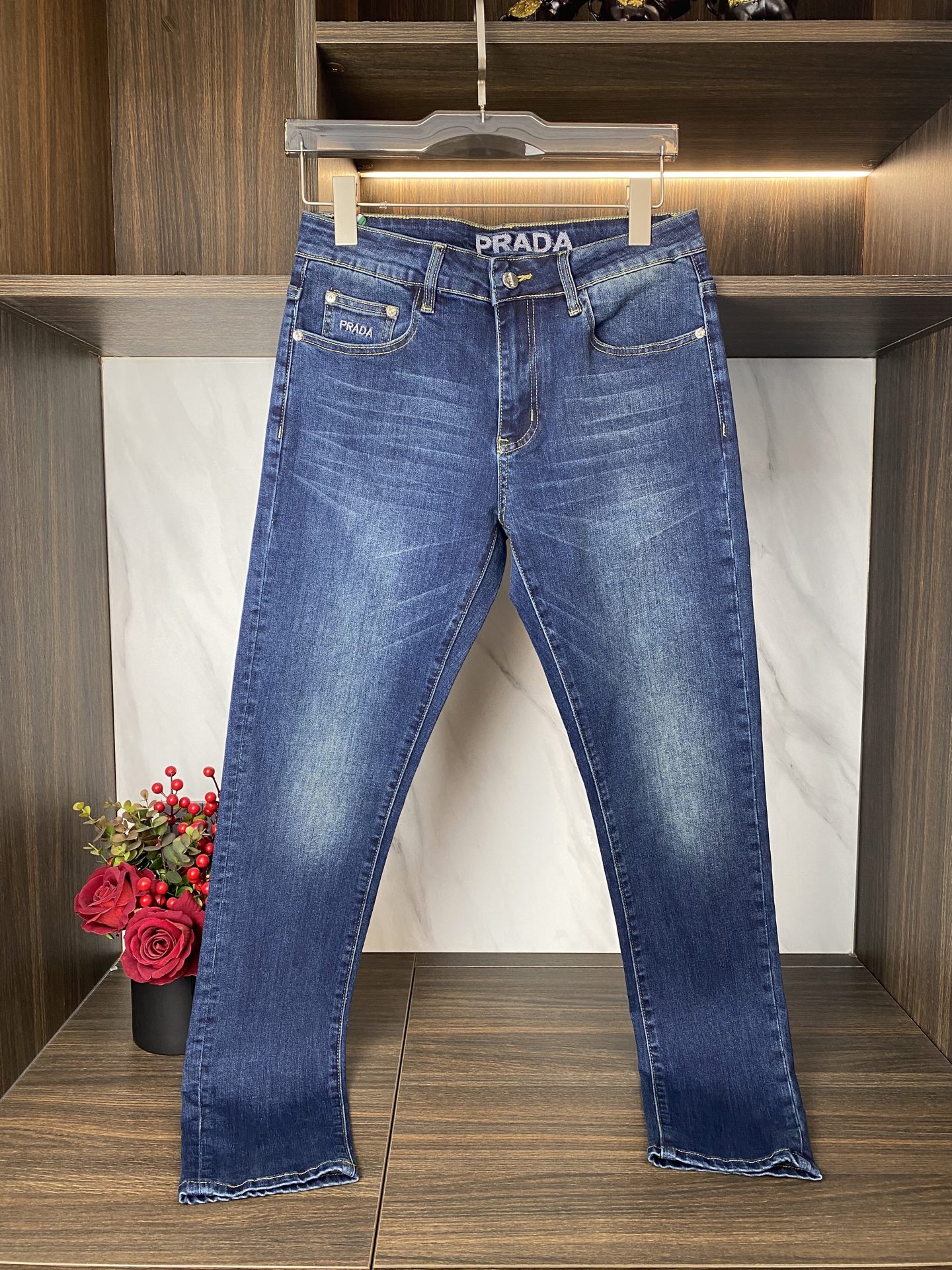 Prada Men's Slim Fit Stretch Denim Jeans | Korean Style, All-Season Comfort 2 i1738756670240 7295 0 2