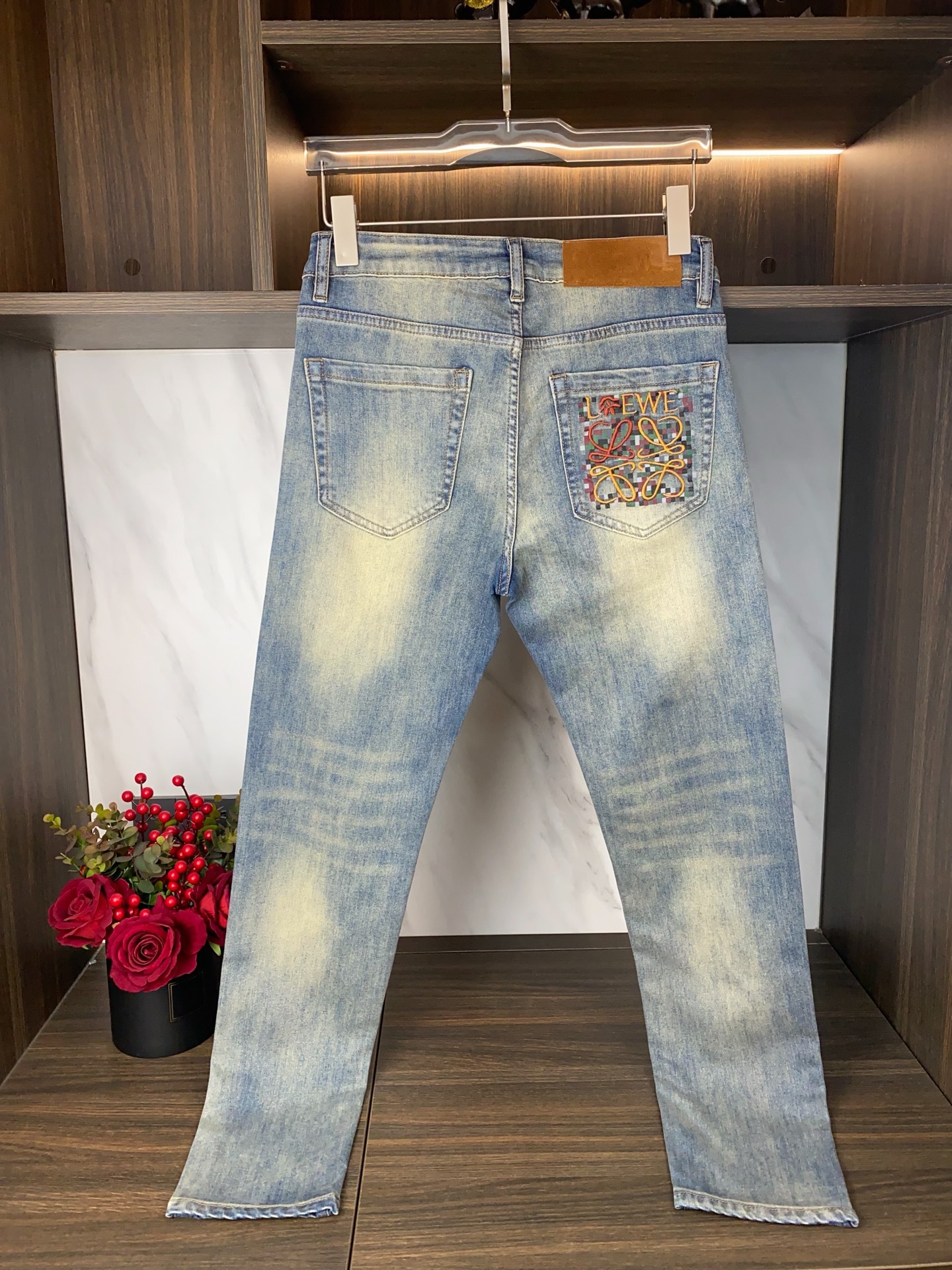 Loewe Men's Slim Fit Stretch Denim Jeans with Embroidered Logo 3 i1739945455550 4258 0 3