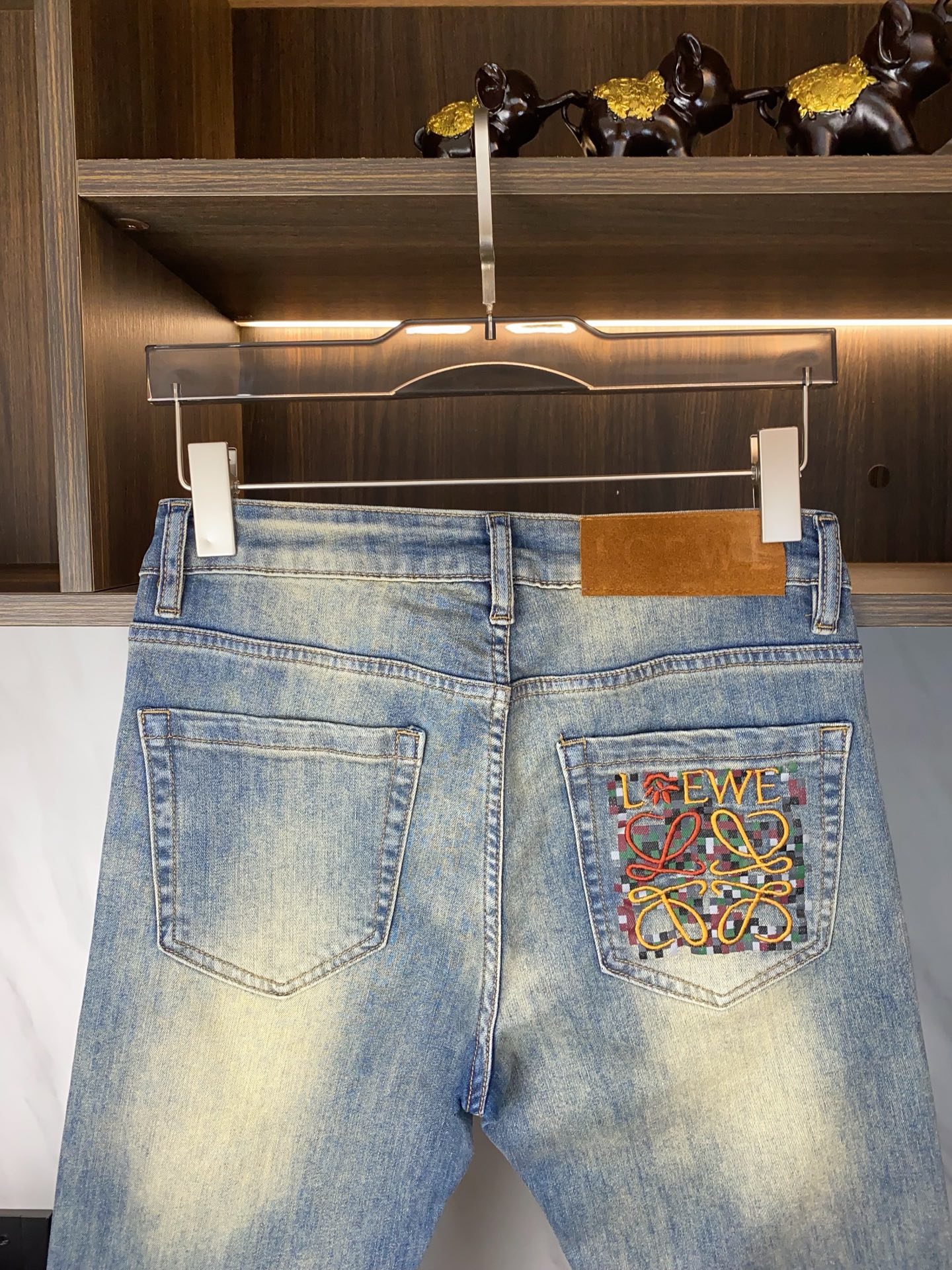 Loewe Men's Slim Fit Stretch Denim Jeans with Embroidered Logo 5 i1739945455671 5656 0 4