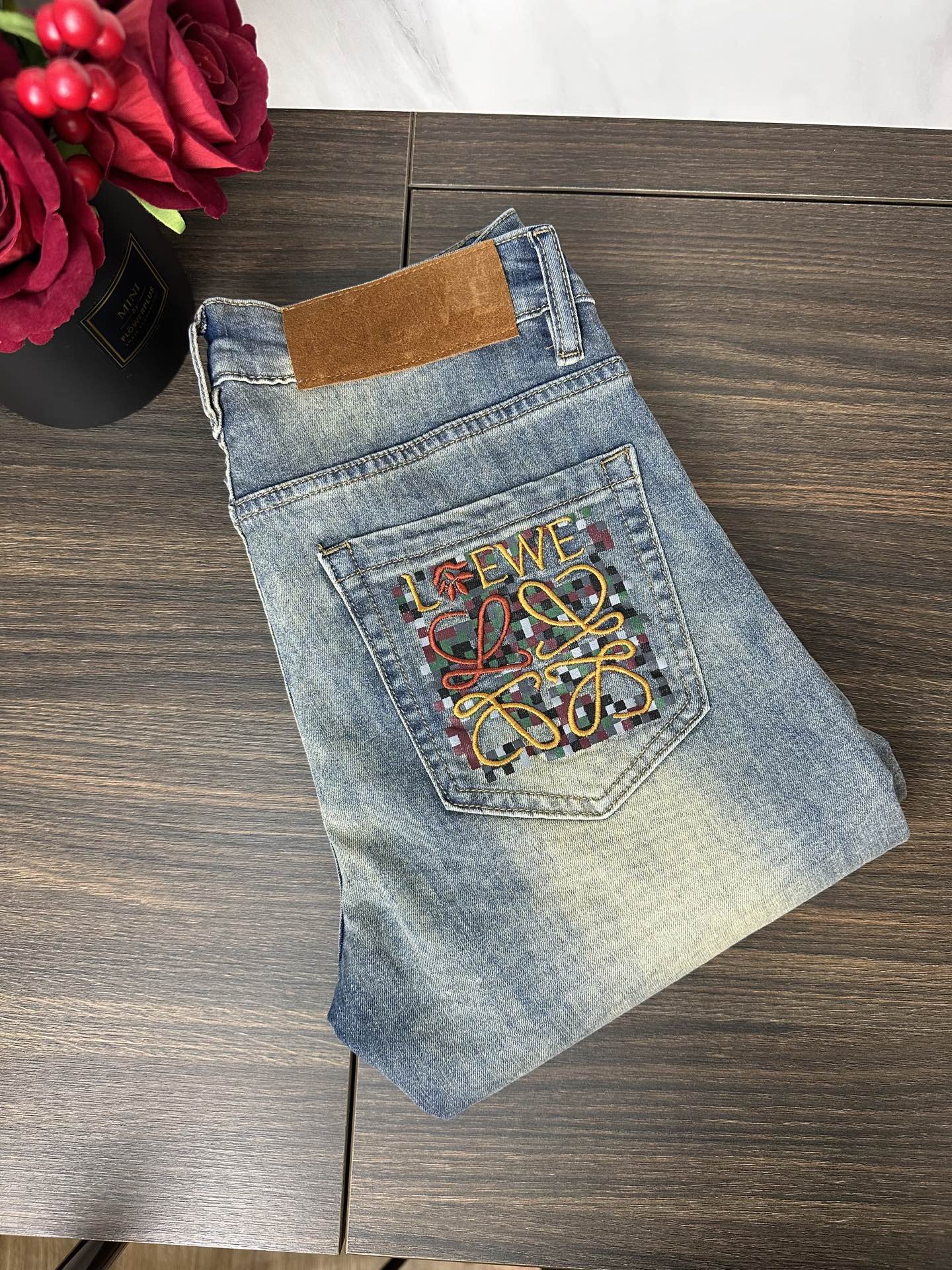 Loewe Men's Slim Fit Stretch Denim Jeans with Embroidered Logo 1 i1739945455861 124 0 0