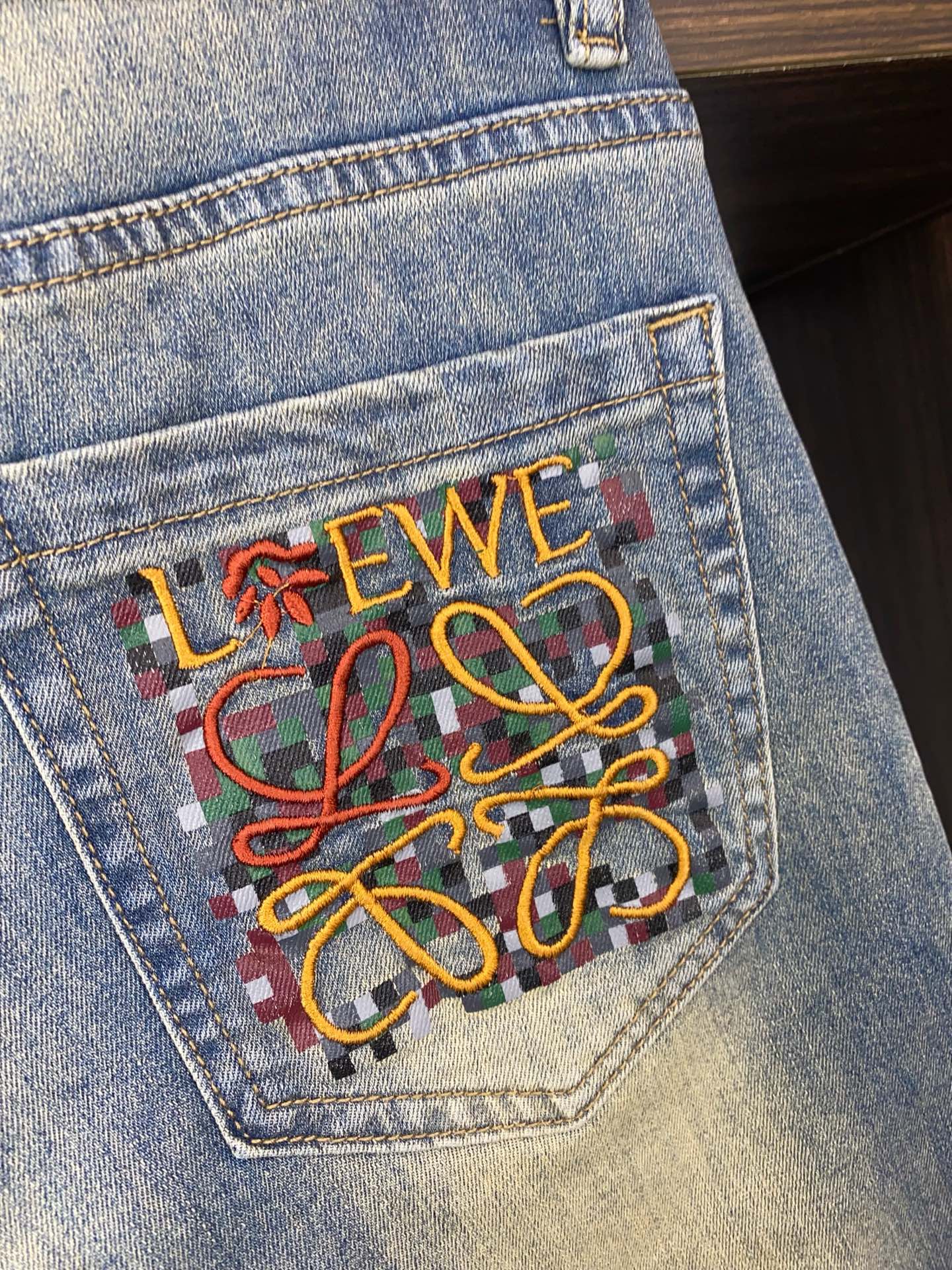 Loewe Men's Slim Fit Stretch Denim Jeans with Embroidered Logo 6 i1739945457141 5867 0 5