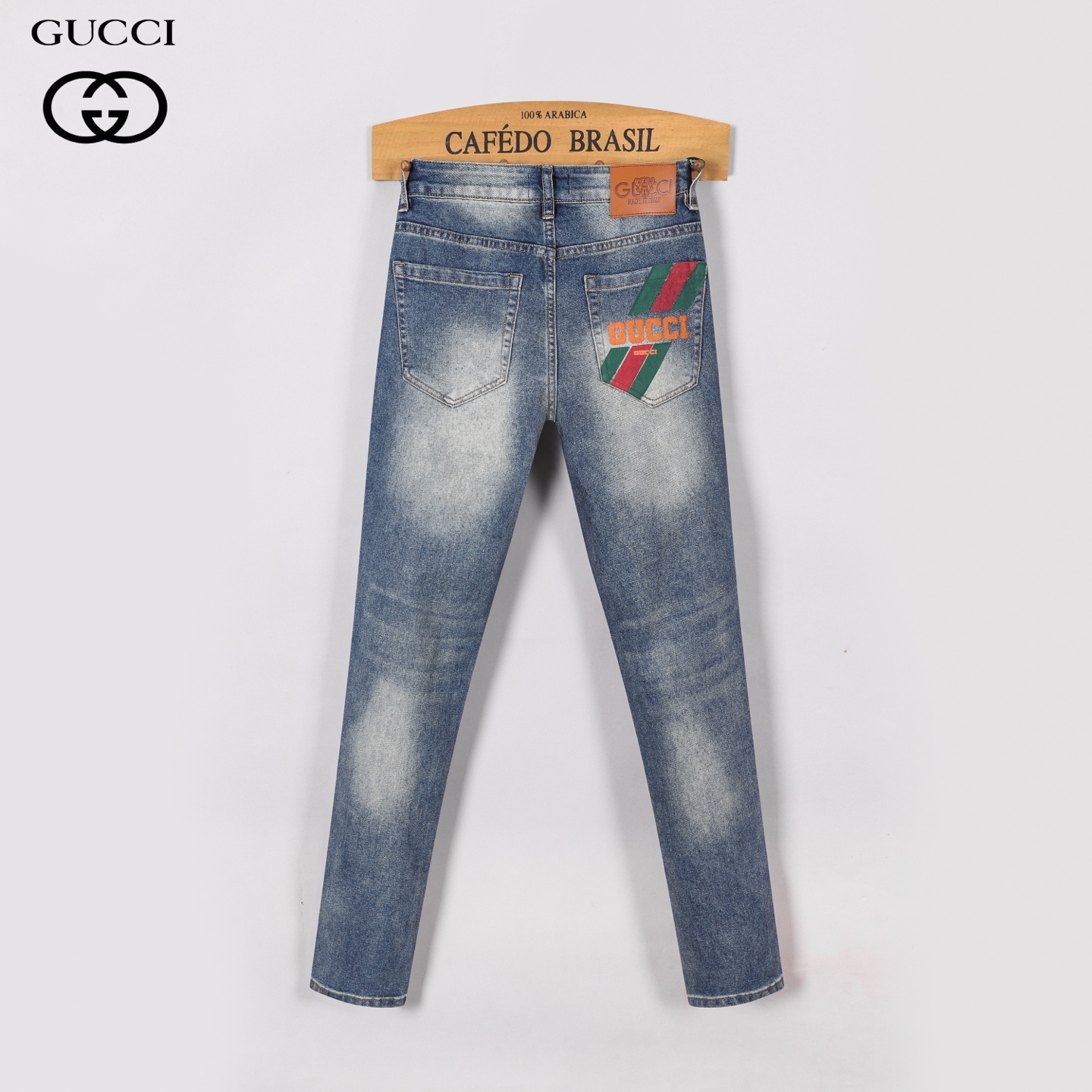 Gucci Men's Slim-Fit Denim Jeans with Signature Logo Patch, Sizes 28-38 4 i1746029524841 301 0 2