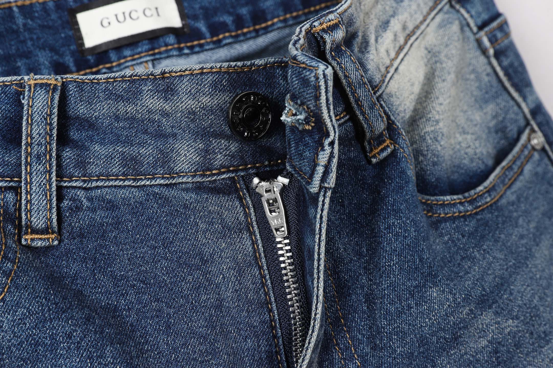Gucci Men's Slim-Fit Denim Jeans with Signature Logo Patch, Sizes 28-38 6 i1746029525091 6681 0 4