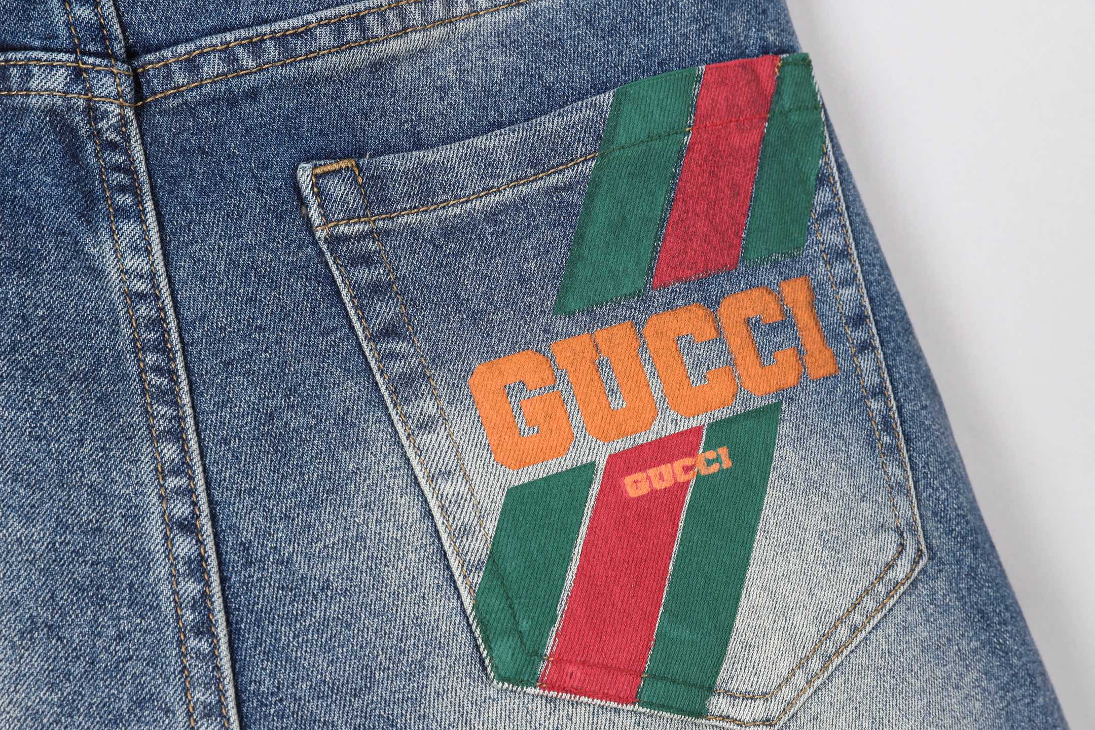 Gucci Men's Slim-Fit Denim Jeans with Signature Logo Patch, Sizes 28-38 10 i1746029525354 1594 0 8