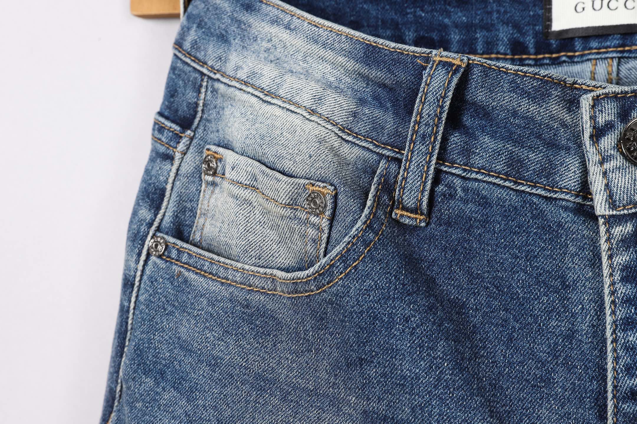 Gucci Men's Slim-Fit Denim Jeans with Signature Logo Patch, Sizes 28-38 5 i1746029527042 896 0 3
