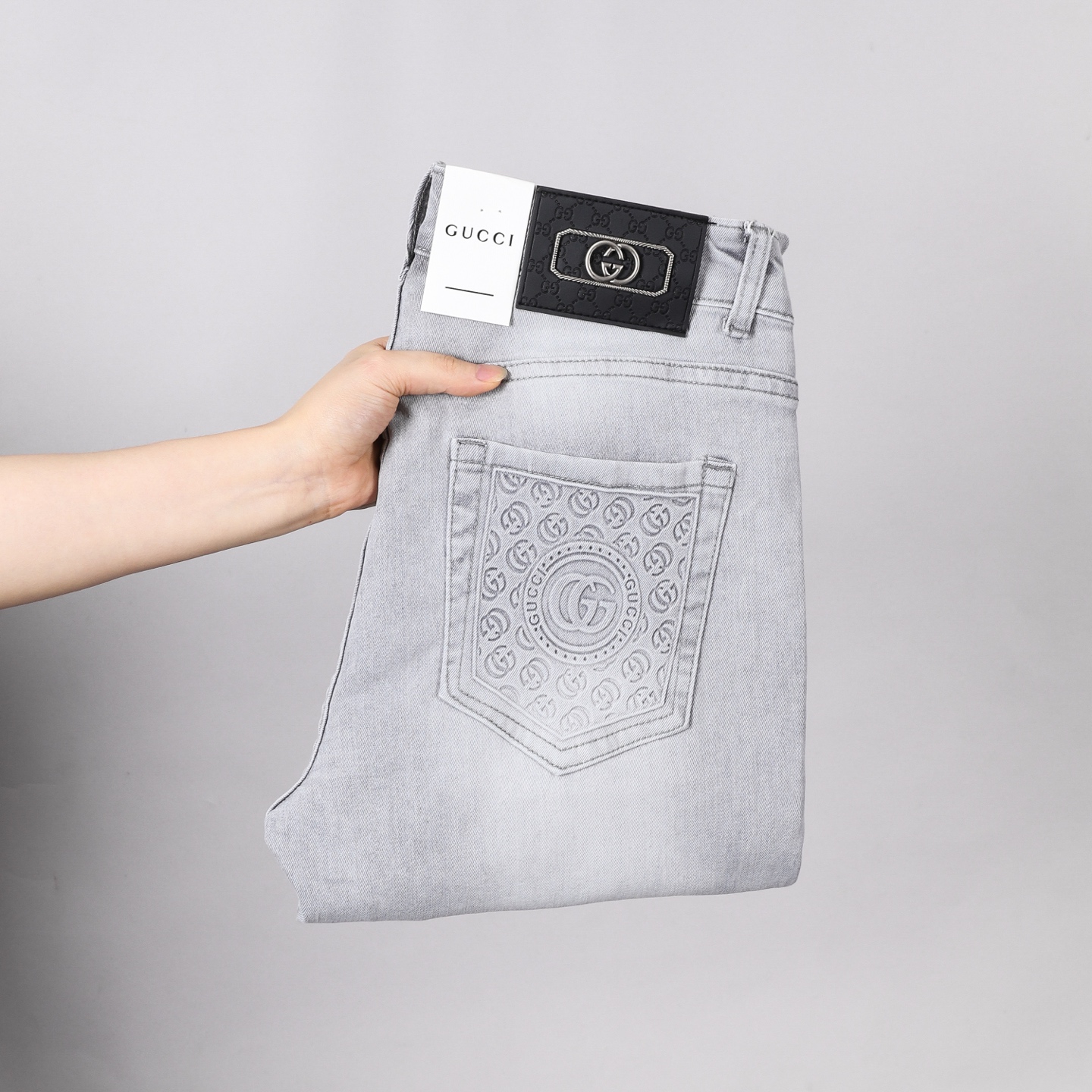 Gucci Men's Slim-Fit Light Gray Wash Jeans, Fashionable and Comfortable 2 i1746029659843 9031 0 0