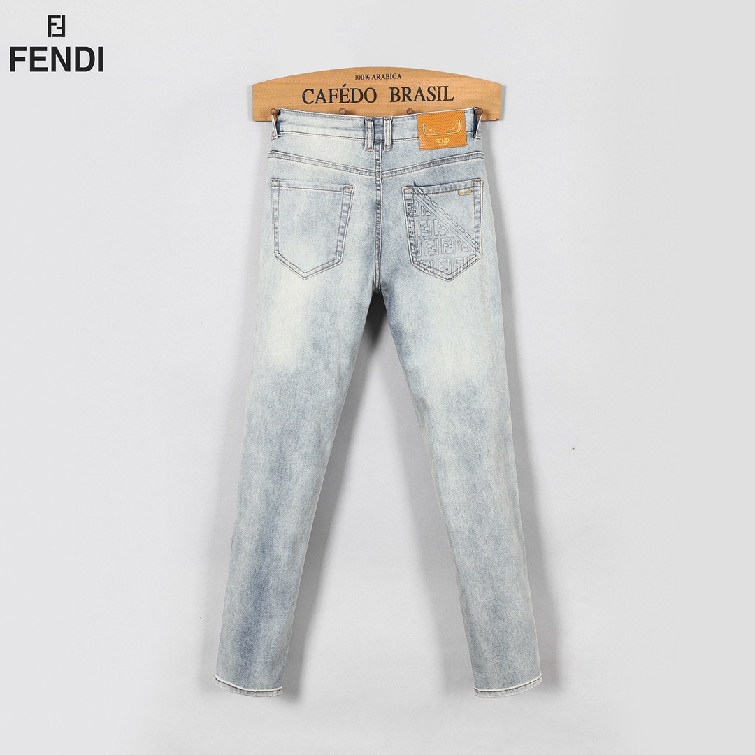 Fendi Men's Slim-Fit Light Wash Denim Jeans - Stylish & Comfortable 3 i1746030280574 3604 0 1