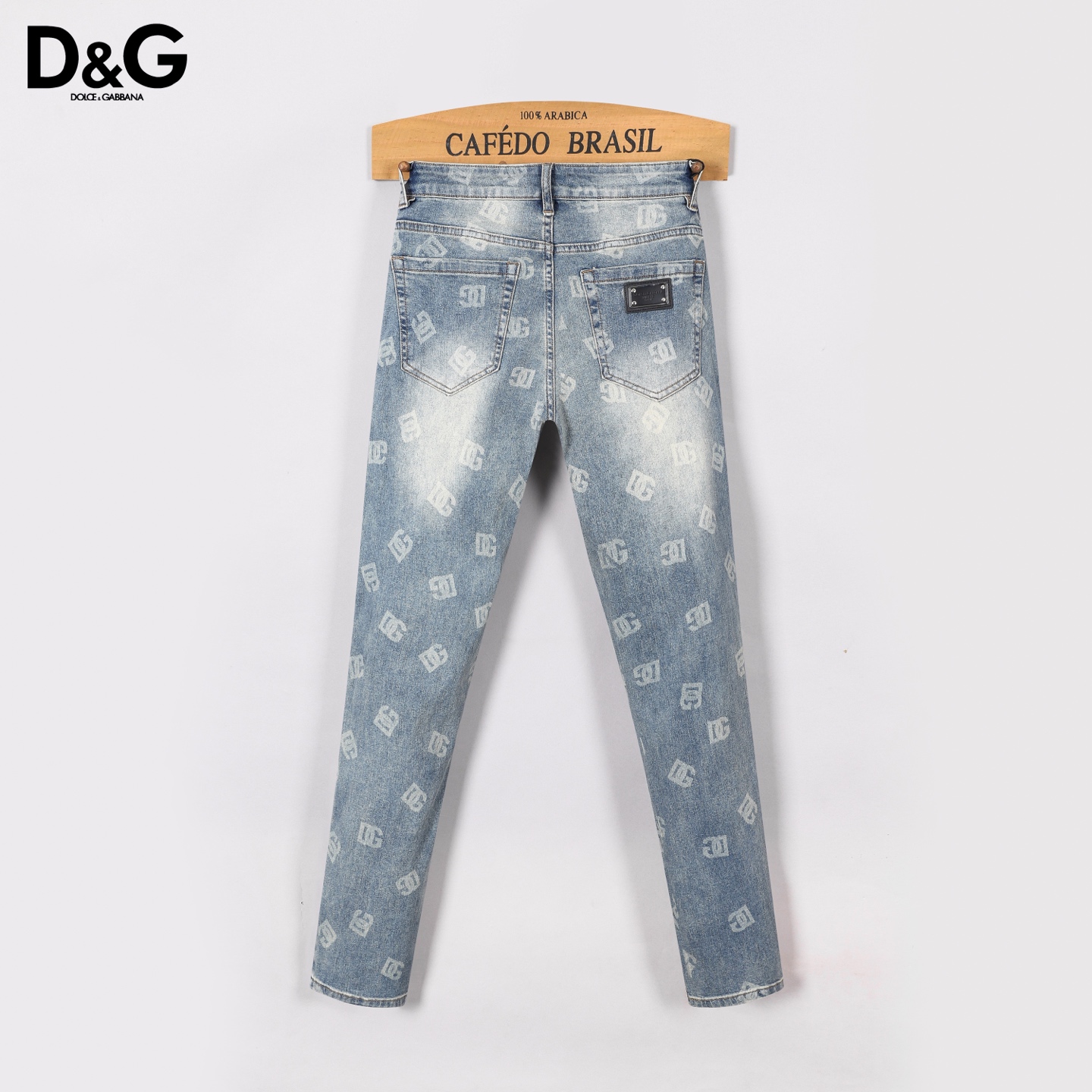 Dolce & Gabbana Men's Slim-Fit Jeans in Light Wash with Logo Pattern 3 i1746030315254 4924 0 1