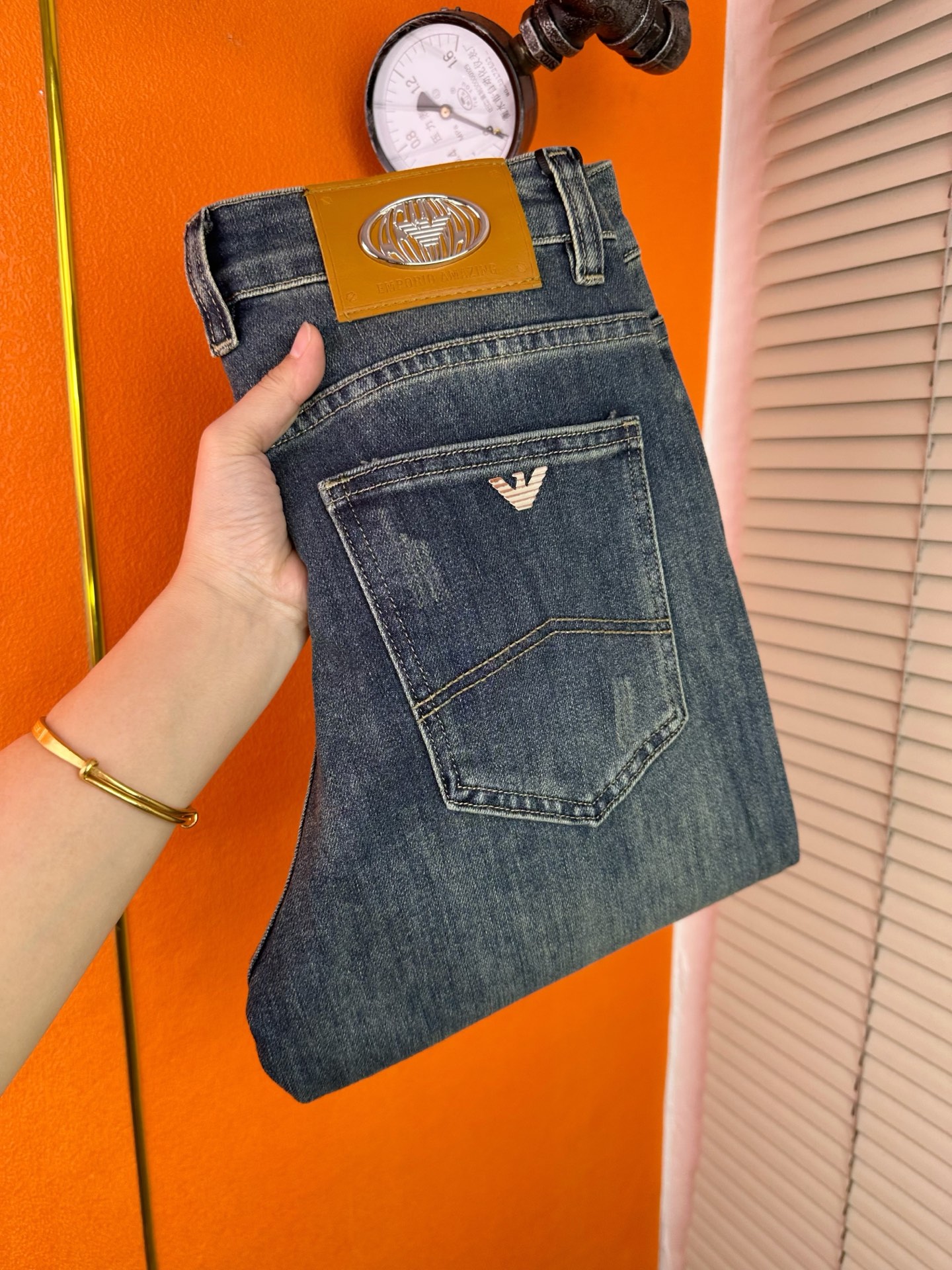 アーマーニ メンズ ファッション デニムパンツ ビジネスカジュアル ストレート