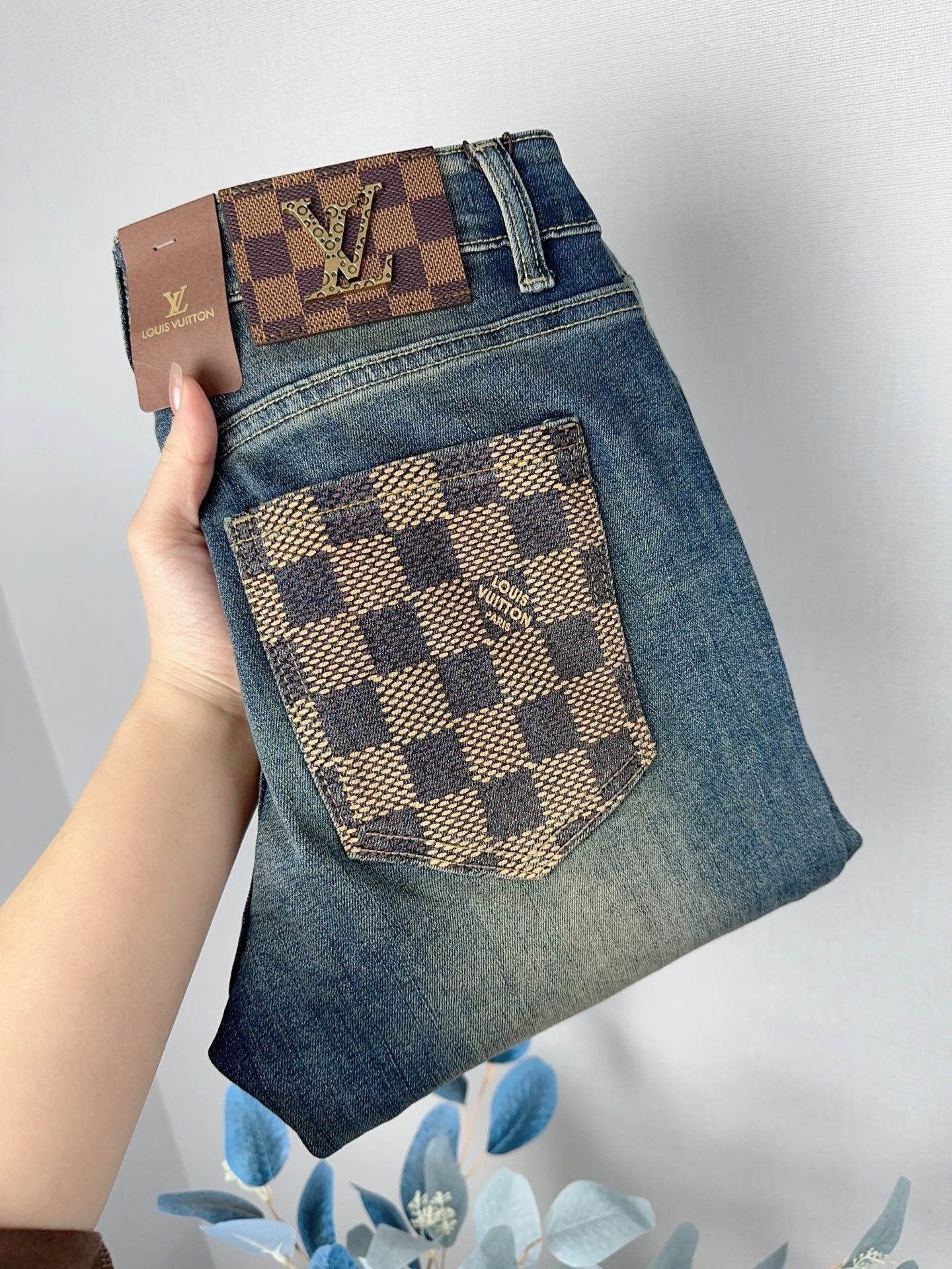 LV 秋冬新作 メンズファッション スリムフィットデニムパンツ