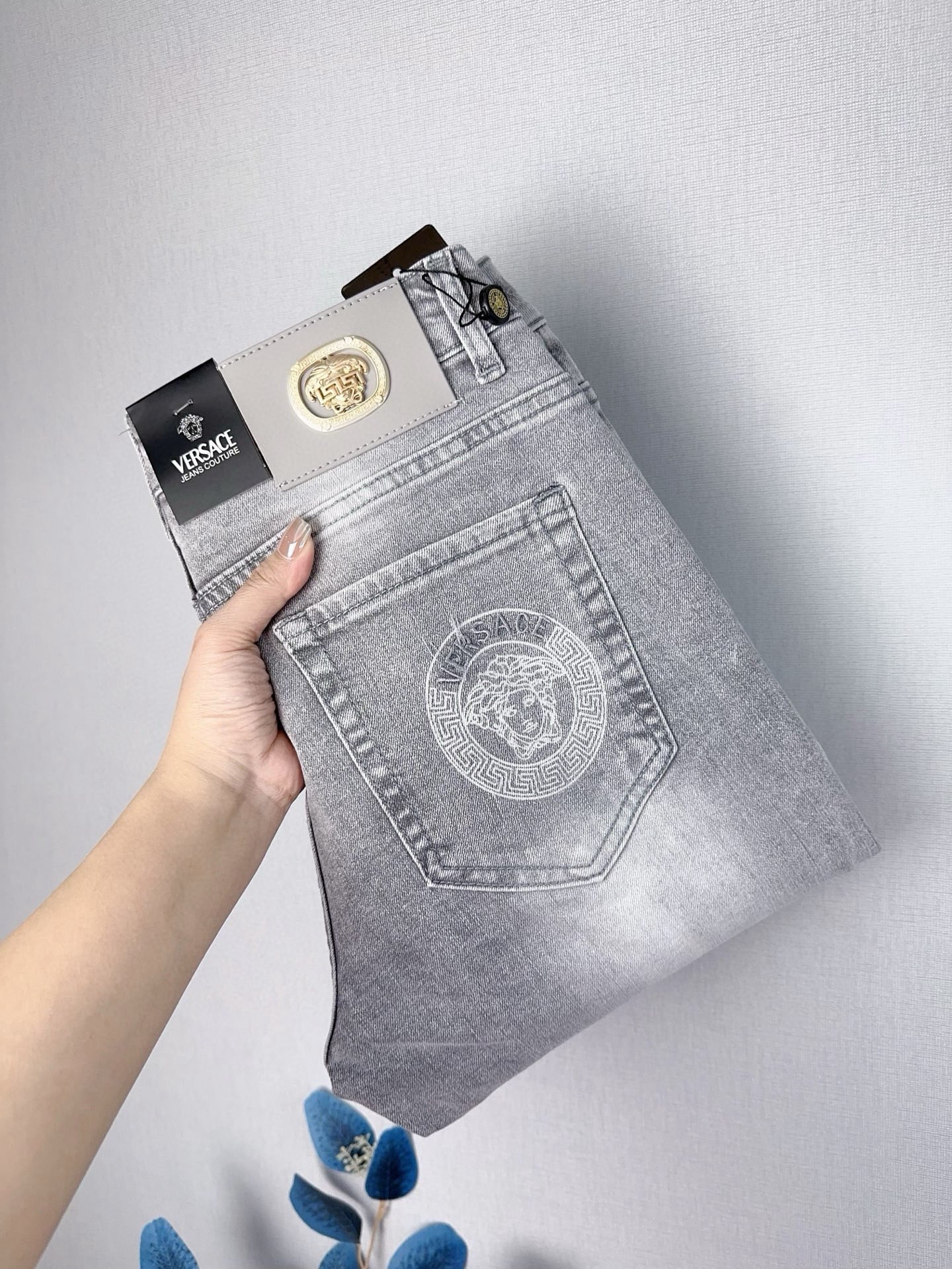 范思哲 秋冬 新作 ファッションデニムパンツ 弾力スリムフィット