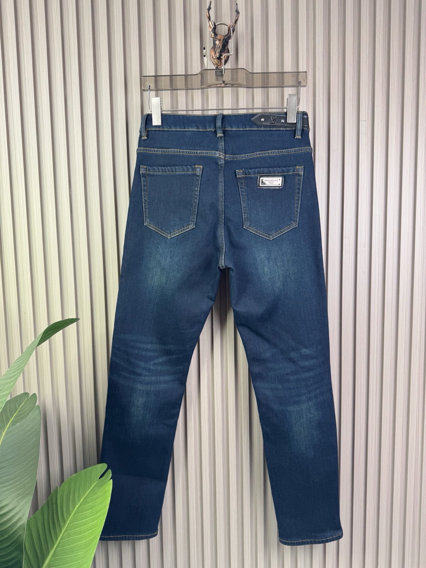 P315 LV 男性用修身小脚加绒牛仔裤 - 柔らかく快適で保温性抜群