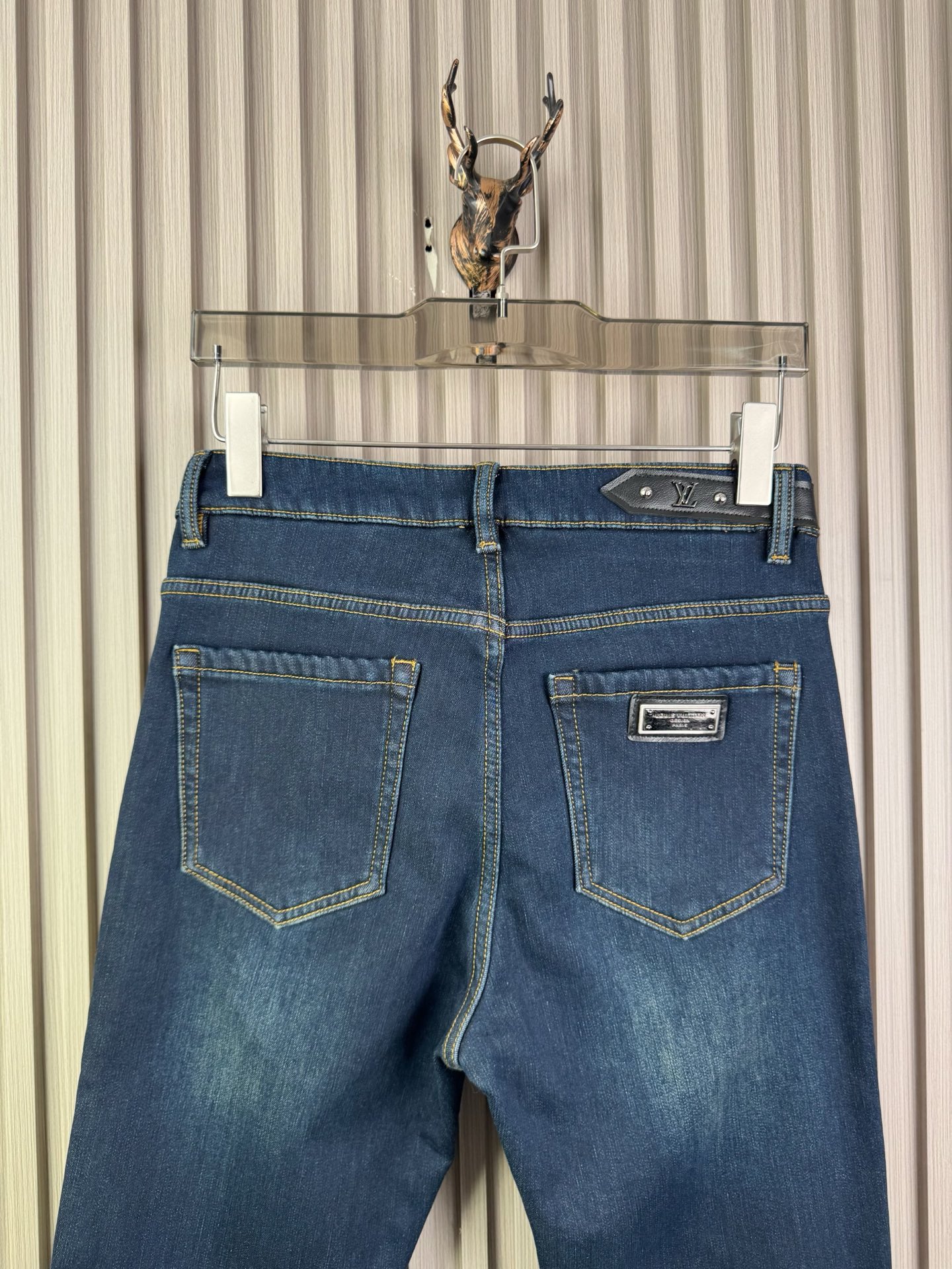 P315 LV 男性用修身小脚加绒牛仔裤 - 柔らかく快適で保温性抜群