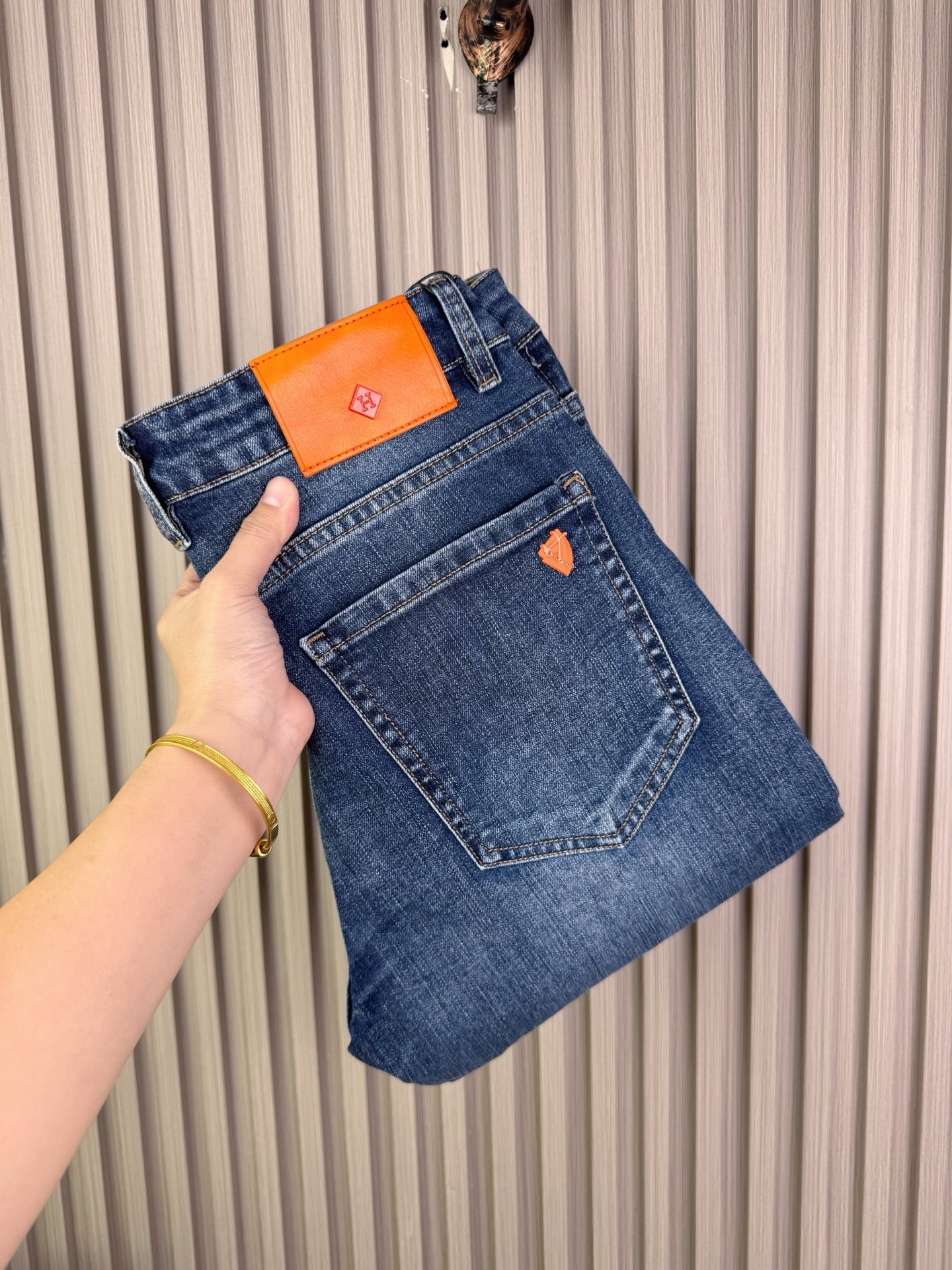 愛馬仕 メンズ 修身小脚牛仔パンツ 保暖性抜群