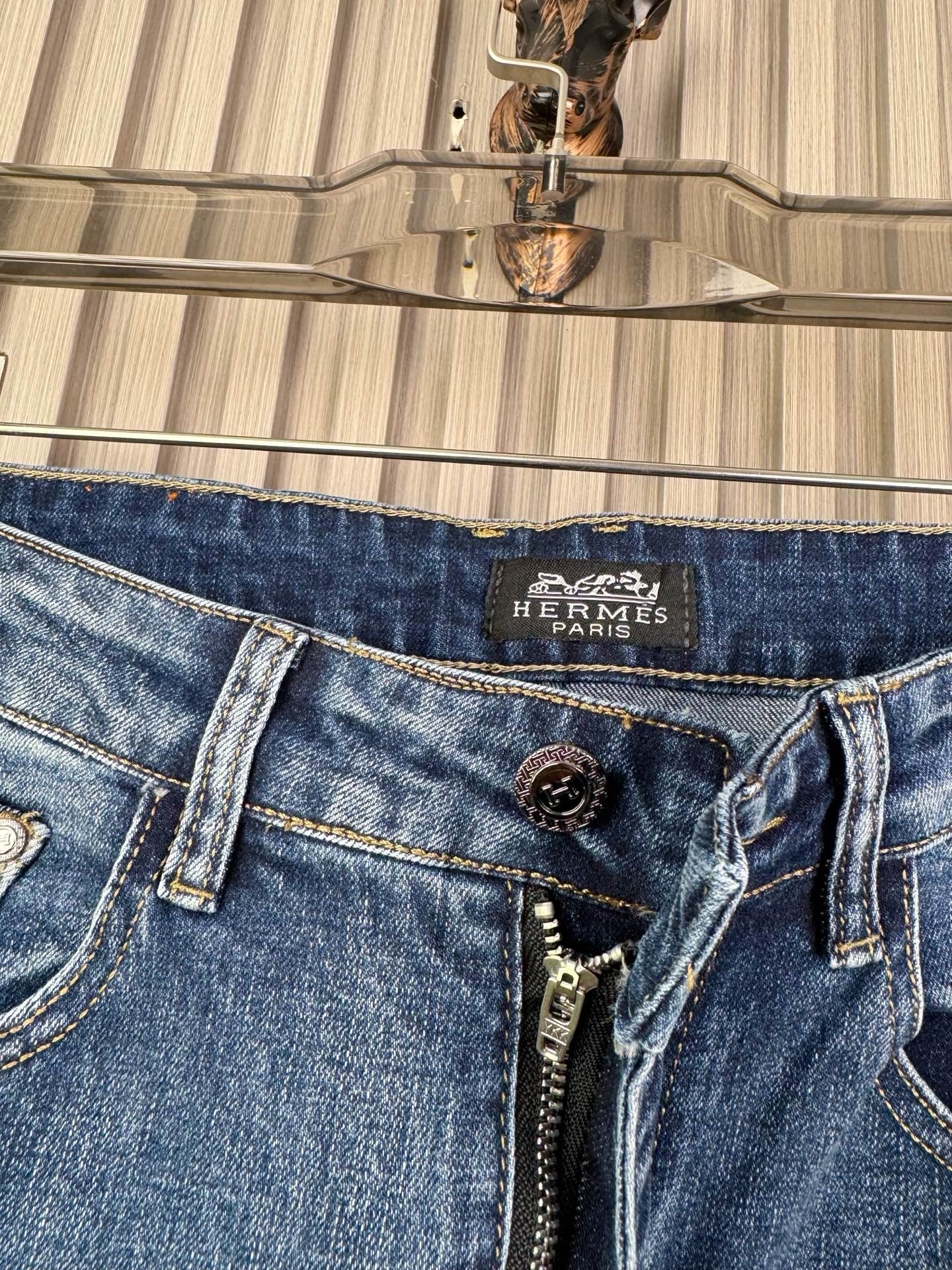 愛馬仕 メンズ 修身小脚牛仔パンツ 保暖性抜群