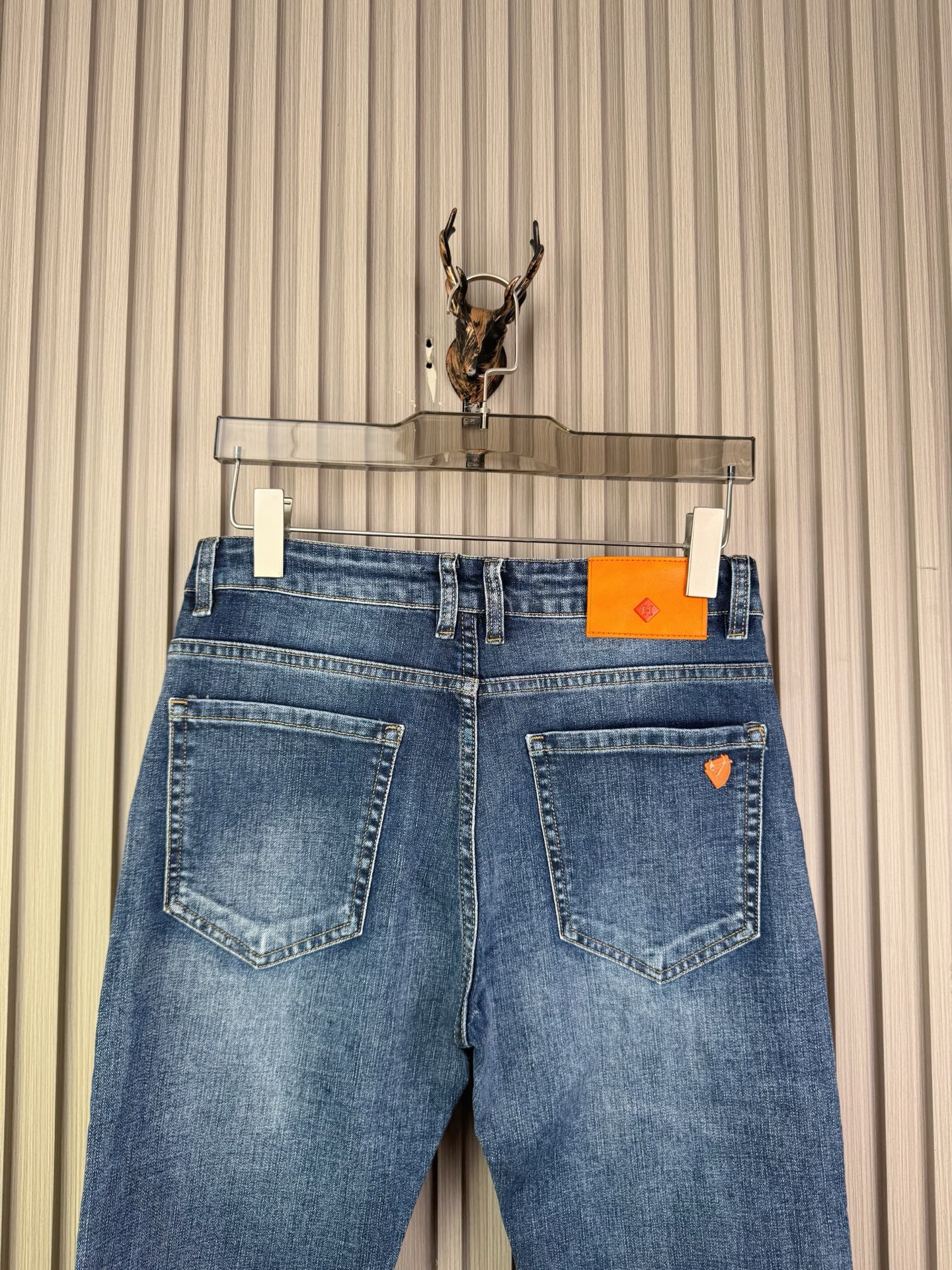 愛馬仕 メンズ 修身小脚牛仔パンツ 保暖性抜群