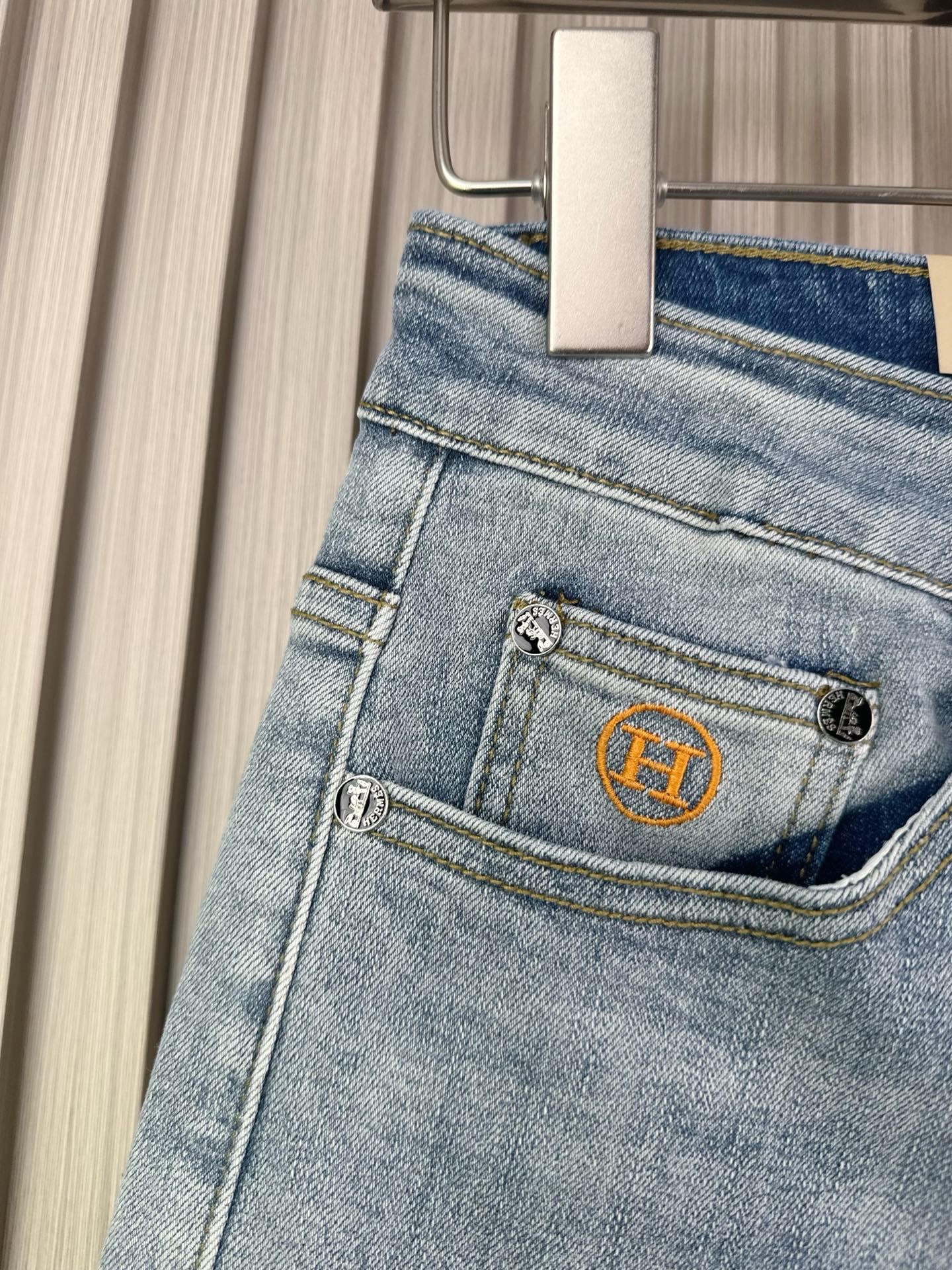 愛馬仕 男性用修身小脚牛仔裤 柔らかいカスタム生地