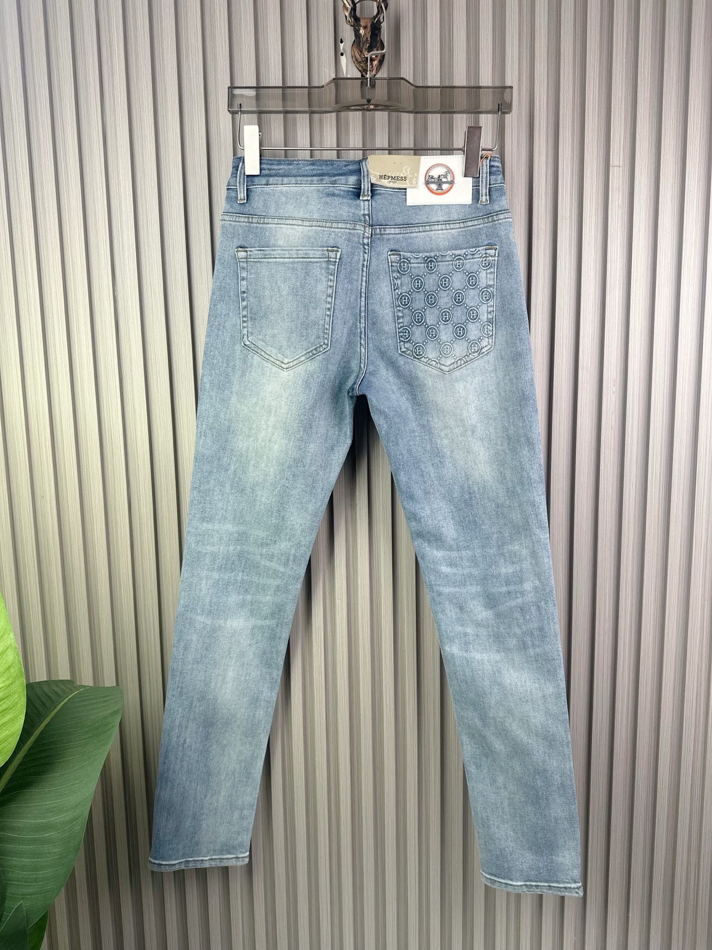 愛馬仕 男性用修身小脚牛仔裤 柔らかいカスタム生地