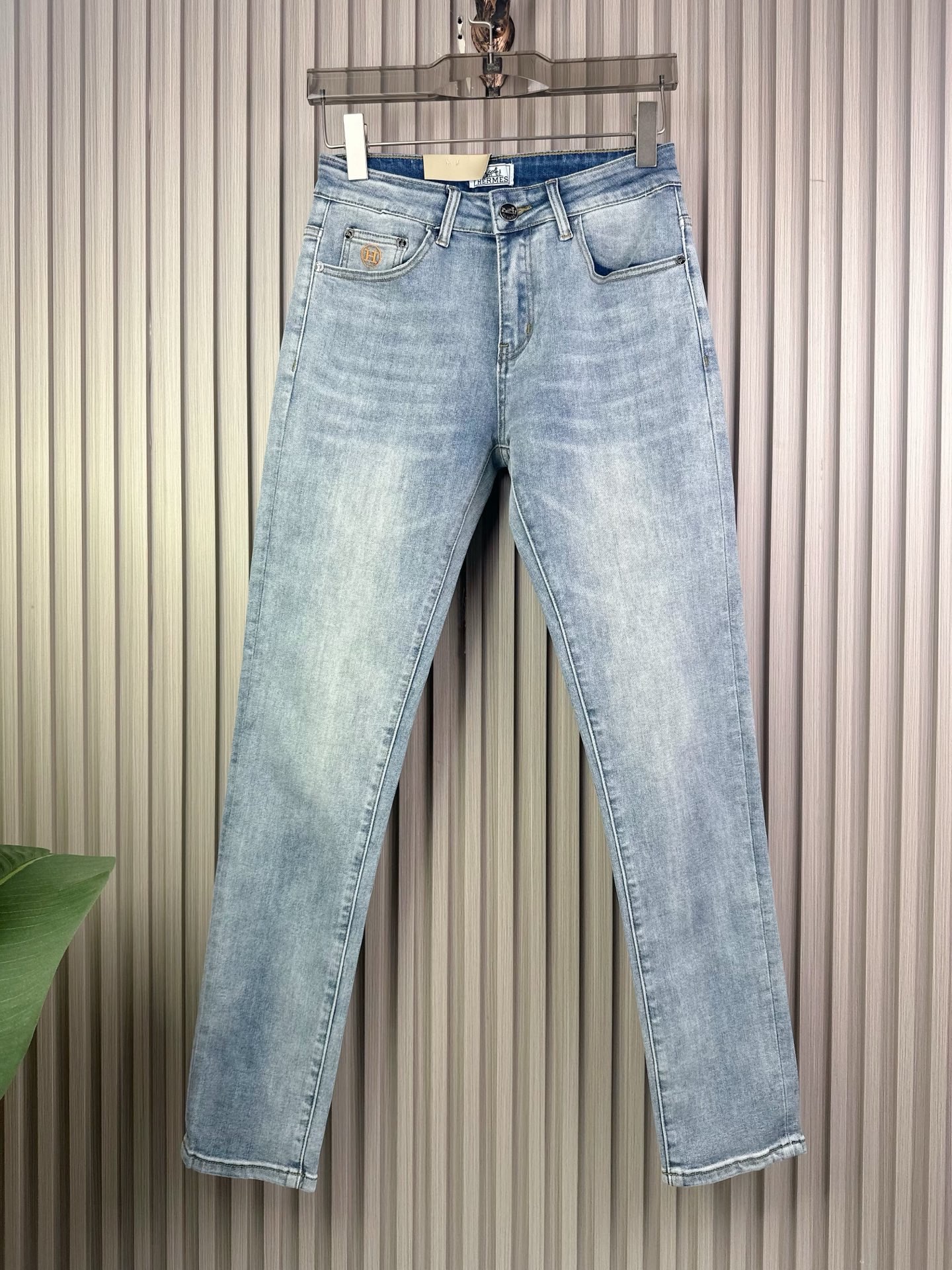 愛馬仕 男性用修身小脚牛仔裤 柔らかいカスタム生地